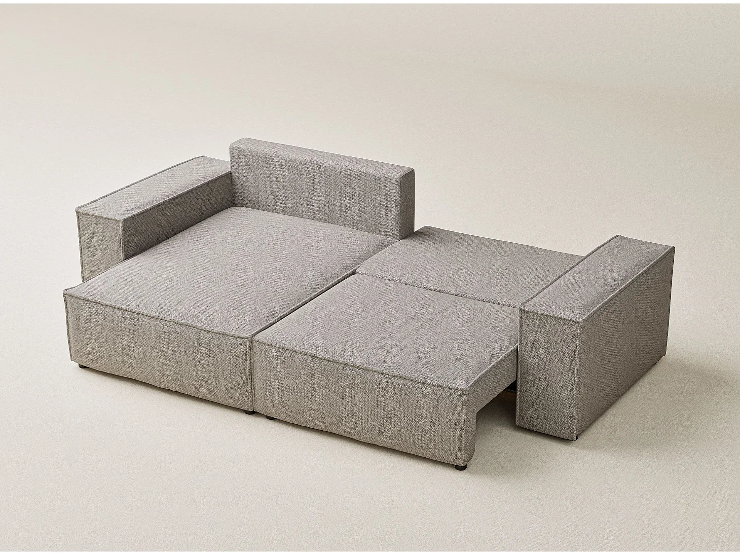 Canapé d'angle convertible Zaya im tissu tresse - 3 places - beige