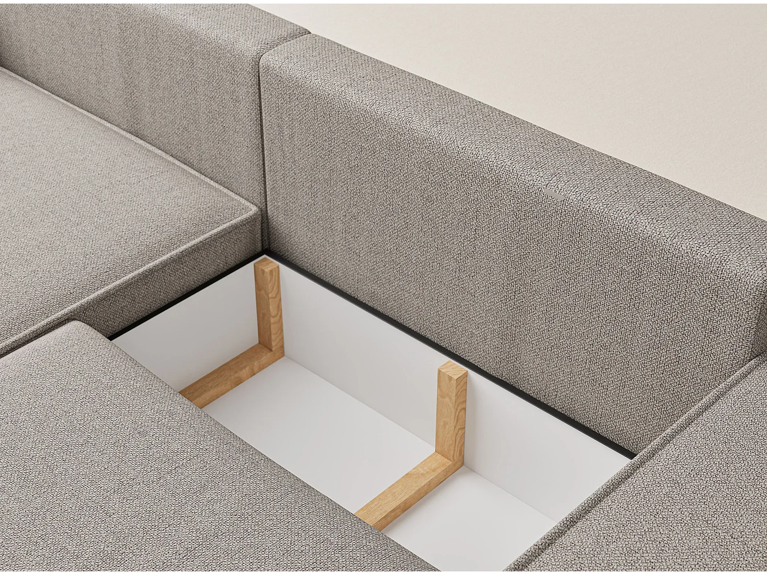 Canapé d'angle convertible Zaya im tissu tresse - 3 places - beige