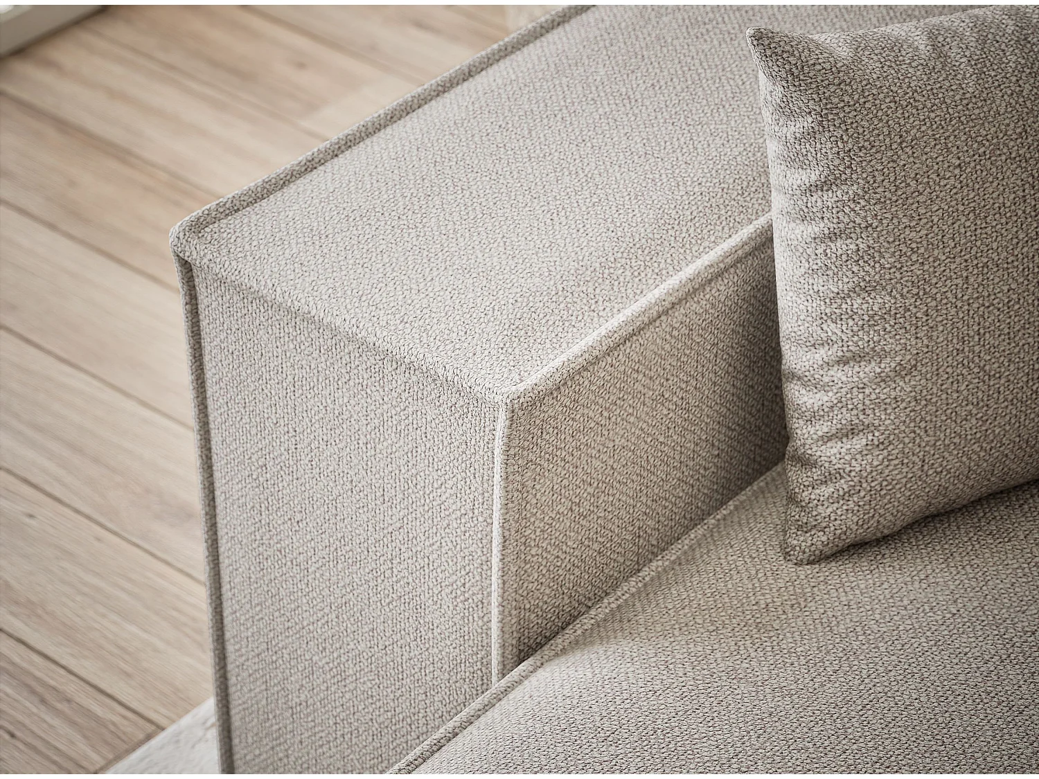 Canapé d'angle convertible Zaya im tissu tresse - 3 places - beige