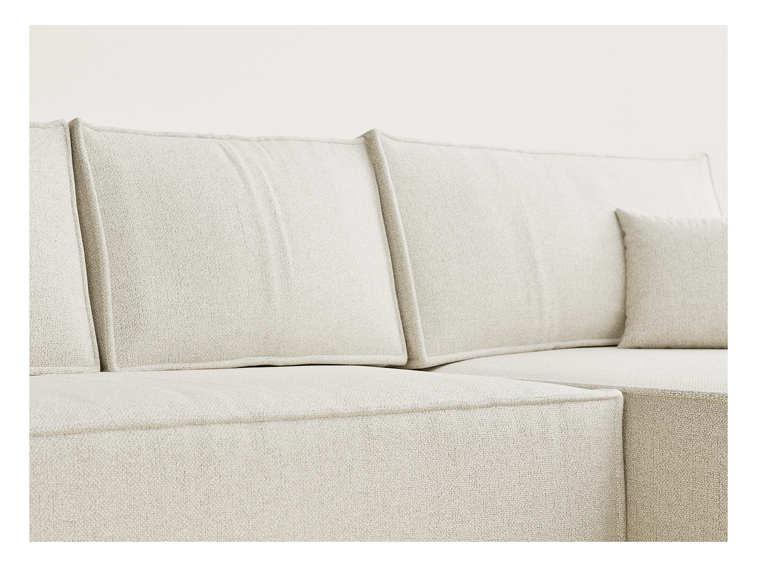 Canapé d'angle convertible Maze im tissu tresse - 5 places - creme