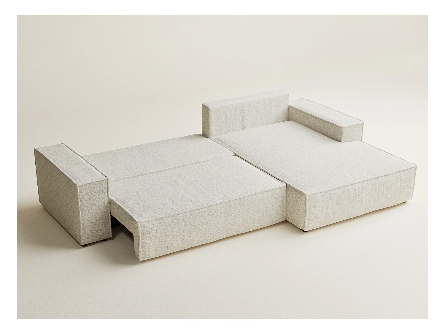 Canapé d'angle convertible Maze im tissu tresse - 5 places - creme