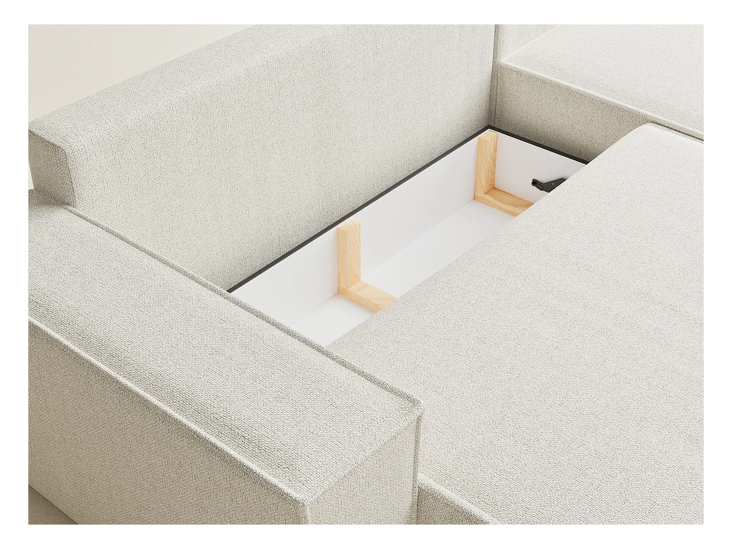 Canapé d'angle convertible Maze im tissu tresse - 5 places - creme