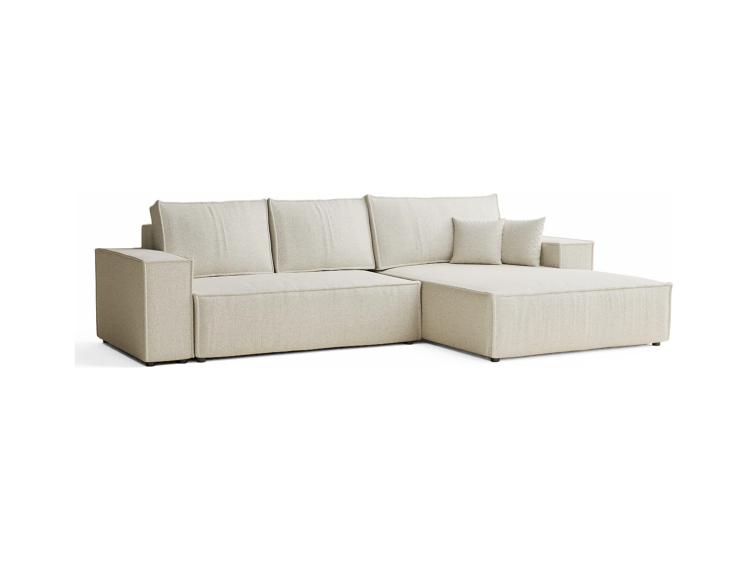 Canapé d'angle convertible Maze im tissu tresse - 5 places - creme