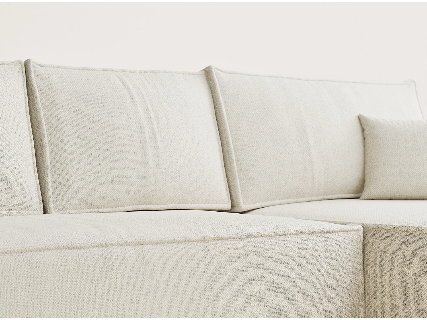 Canapé d'angle convertible Maze im tissu tresse - 5 places - creme