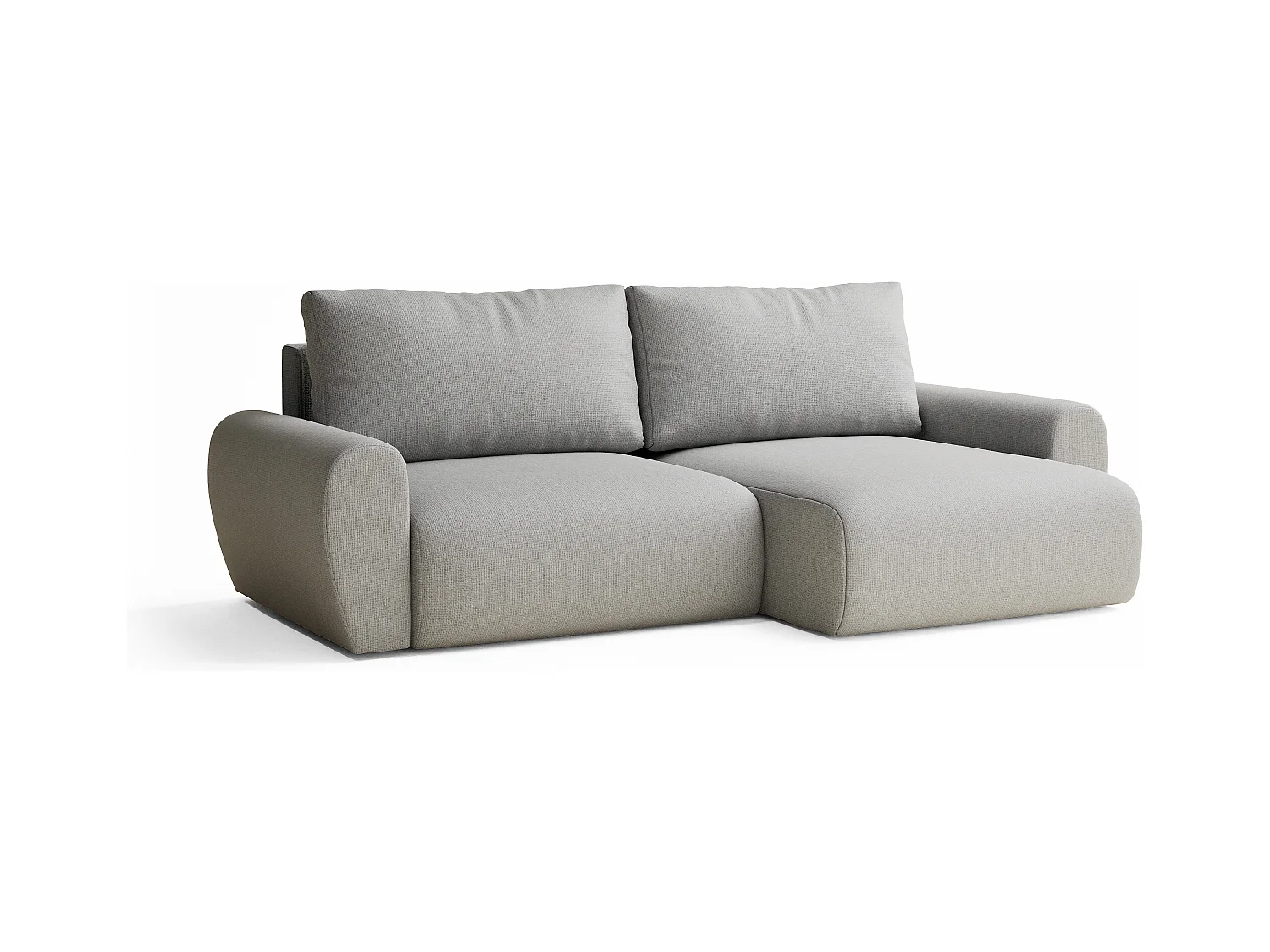 Canapé d'angle convertible Numba im tissu tresse - 3 places - gris clair