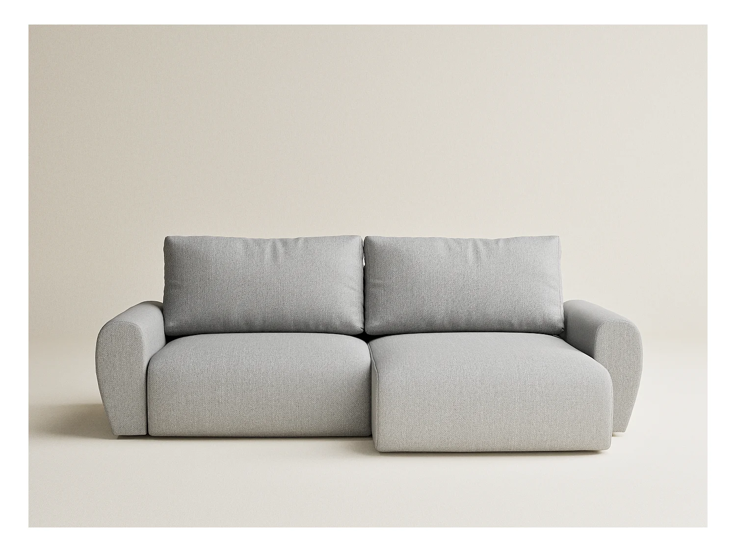 Canapé d'angle convertible Numba im tissu tresse - 3 places - gris clair