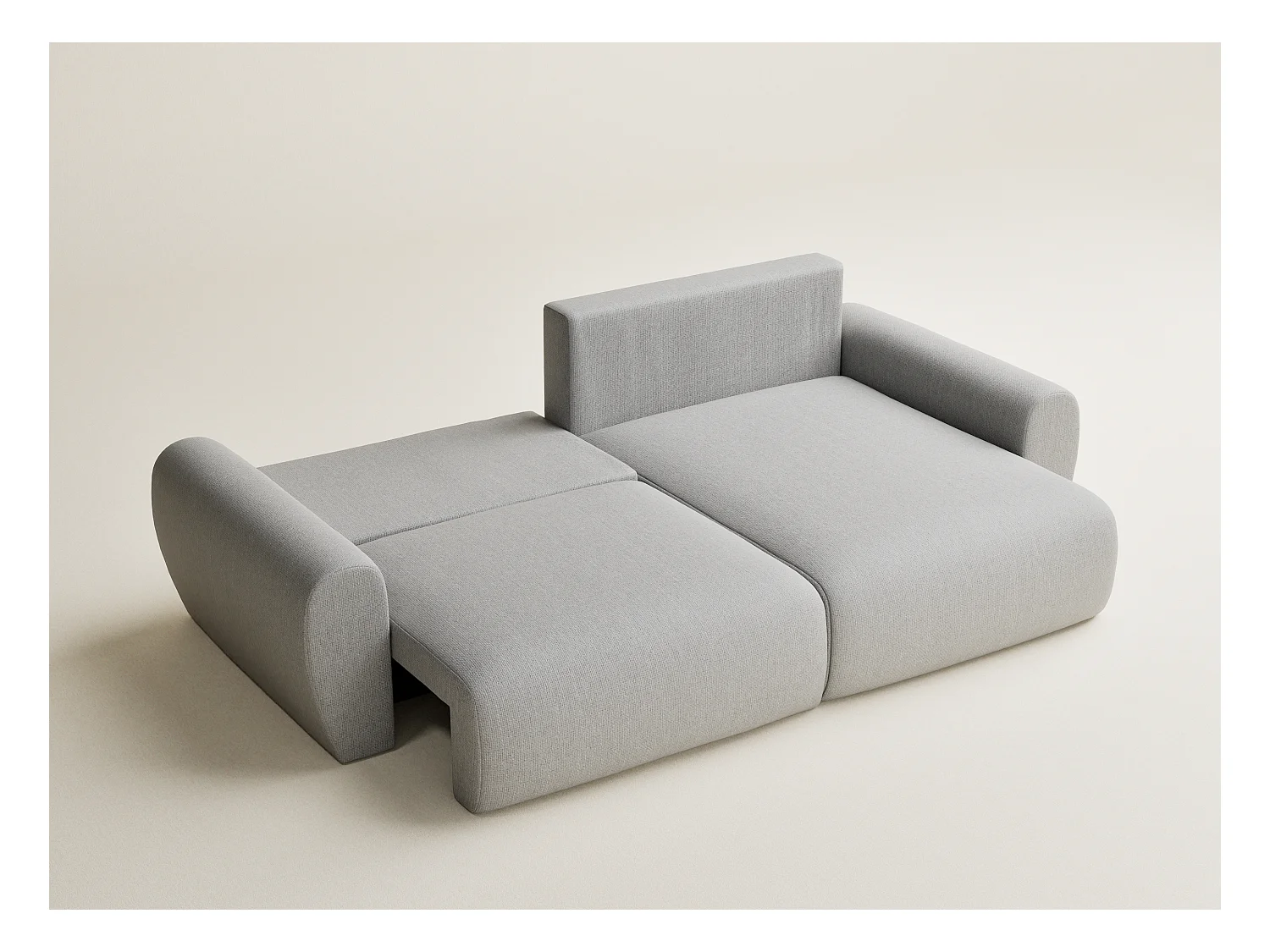 Canapé d'angle convertible Numba im tissu tresse - 3 places - gris clair