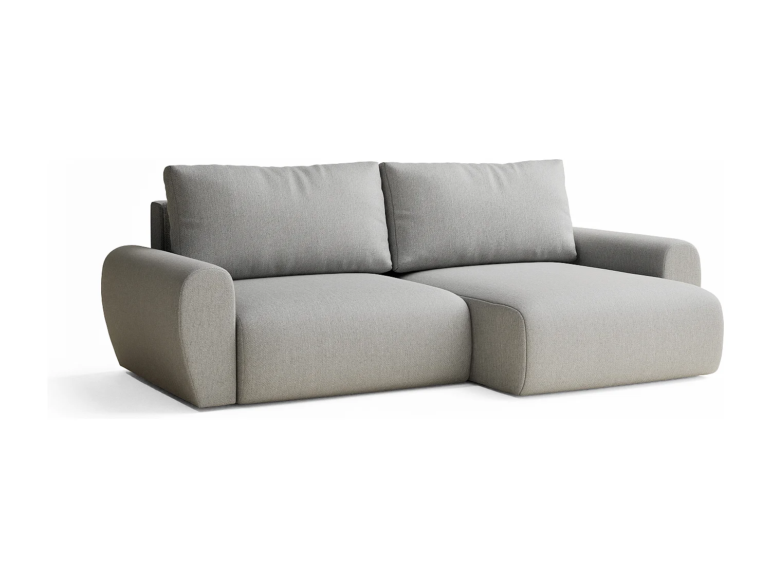Ecksofa mit Schlaffunktion Numba aus Webstoff - Drei-Personen - hellgrau