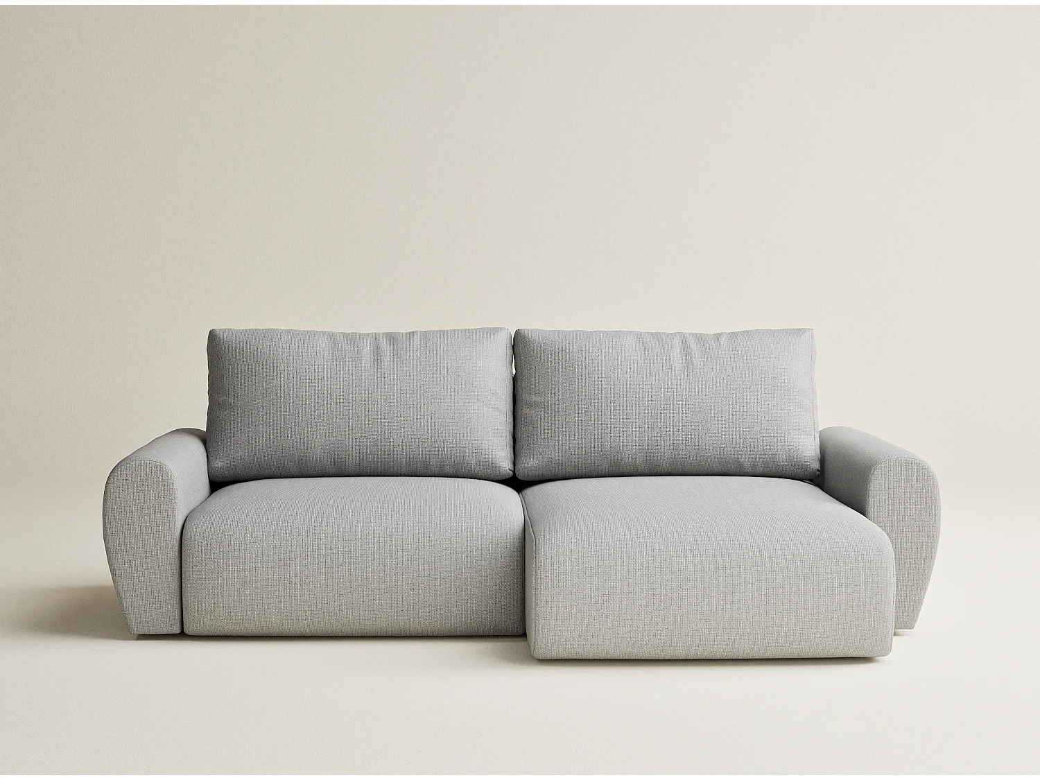 Ecksofa mit Schlaffunktion Numba aus Webstoff - Drei-Personen - hellgrau