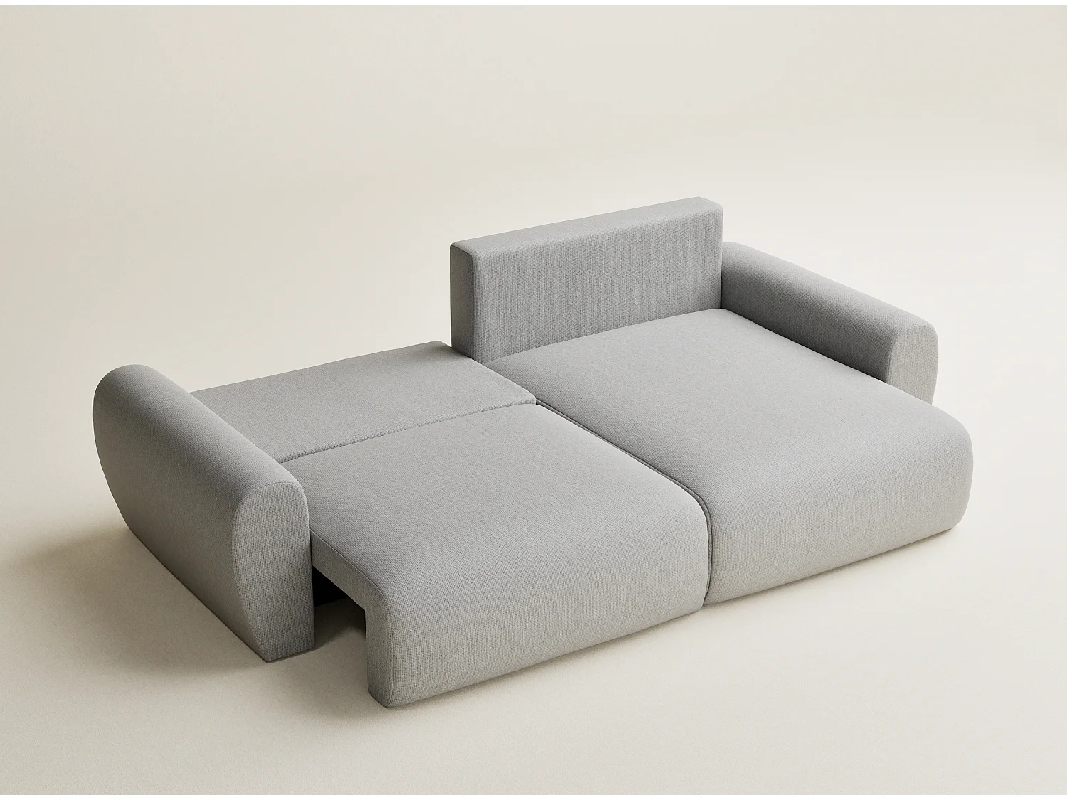 Ecksofa mit Schlaffunktion Numba aus Webstoff - Drei-Personen - hellgrau