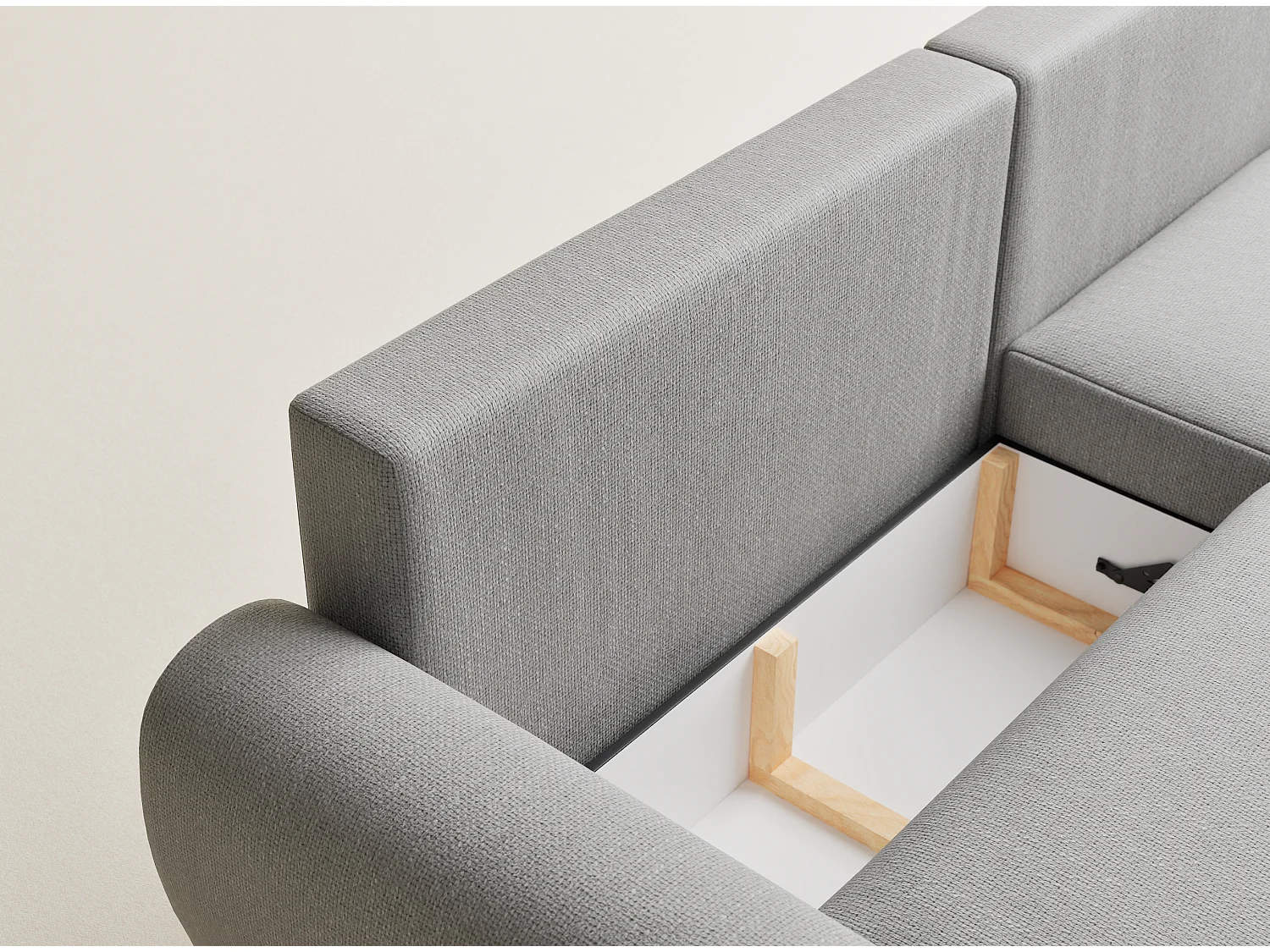 Ecksofa mit Schlaffunktion Numba aus Webstoff - Drei-Personen - hellgrau