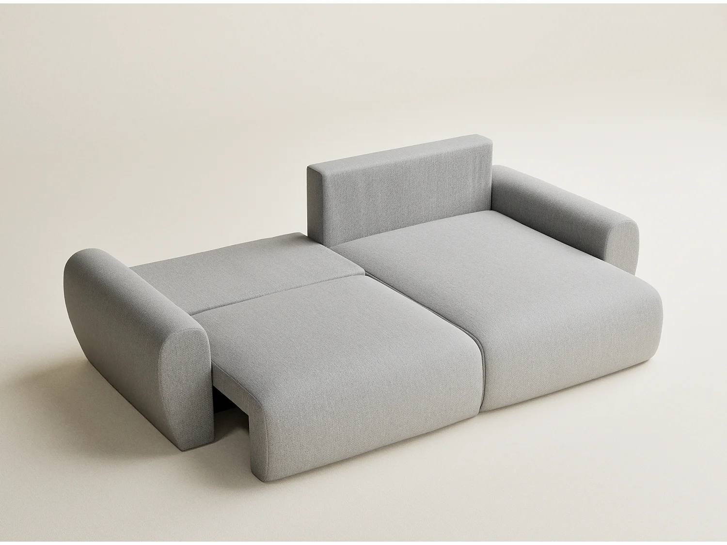 Canapé d'angle convertible Numba im tissu tresse - 3 places - gris clair