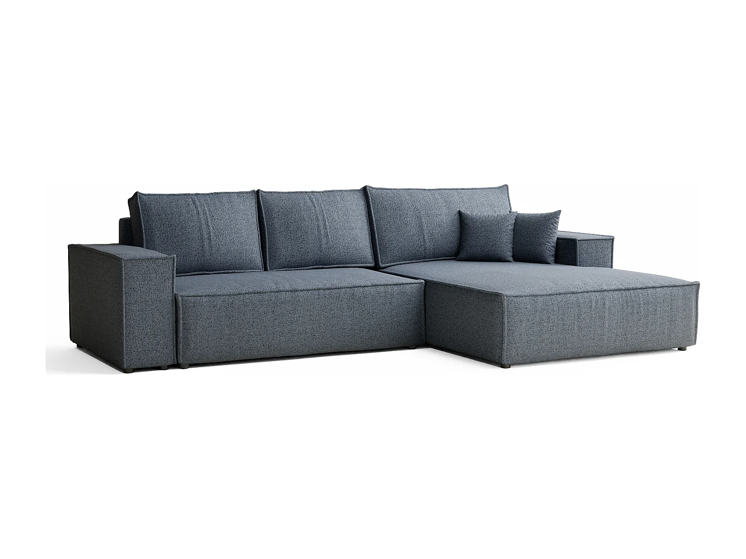 Canapé d'angle convertible Maze im tissu tresse - 5 places - bleu gris