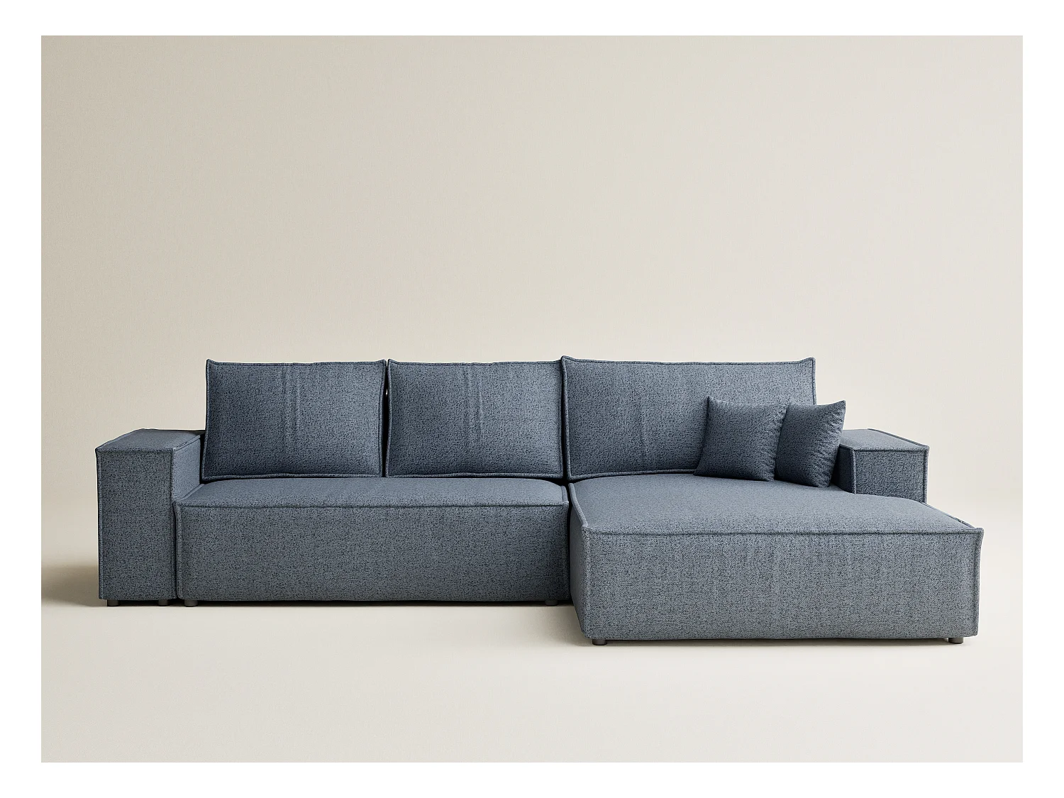 Canapé d'angle convertible Maze im tissu tresse - 5 places - bleu gris