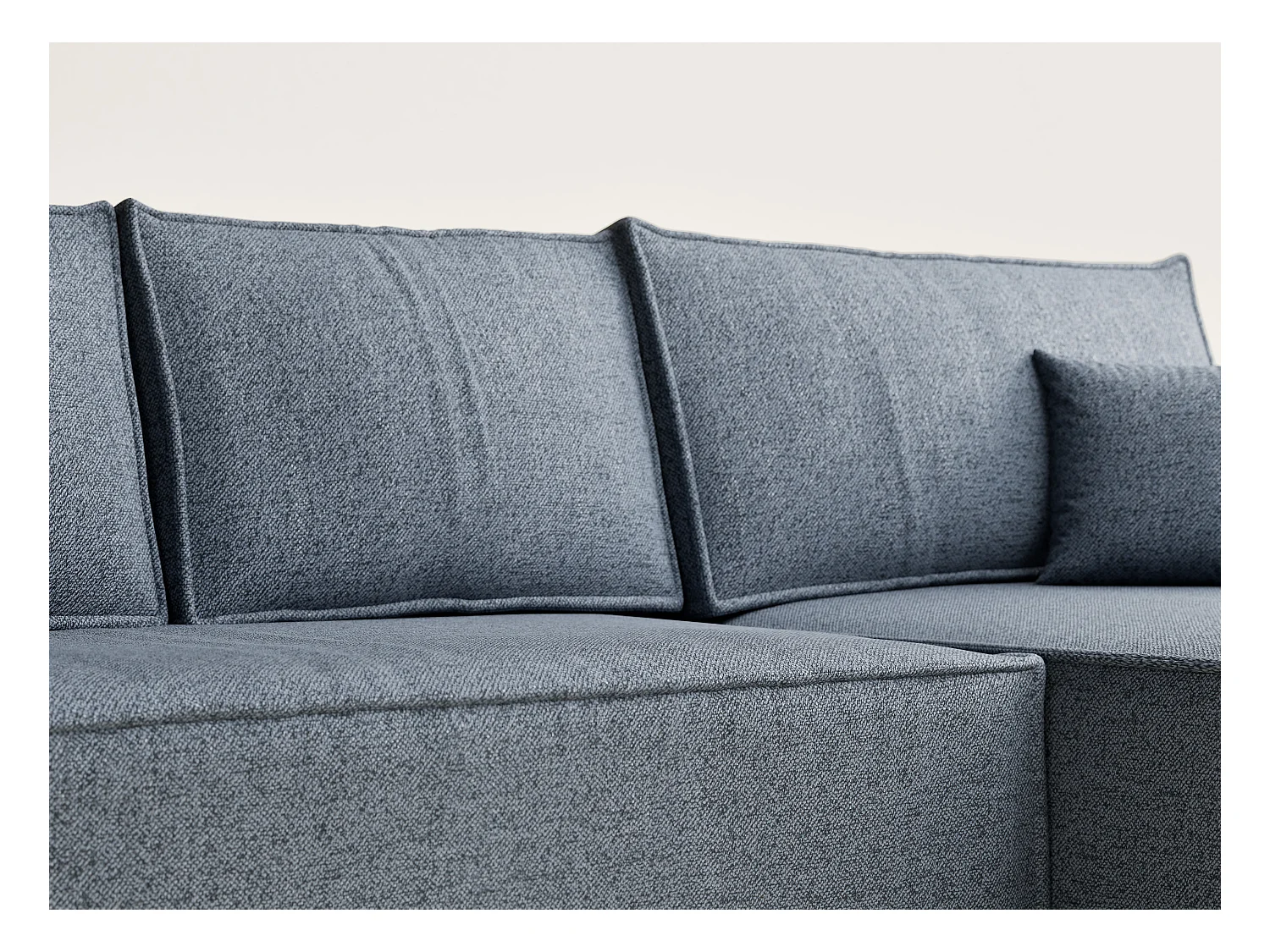 Canapé d'angle convertible Maze im tissu tresse - 5 places - bleu gris