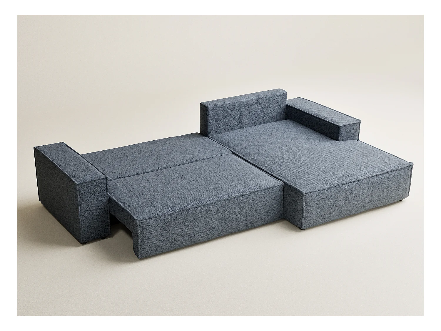 Canapé d'angle convertible Maze im tissu tresse - 5 places - bleu gris