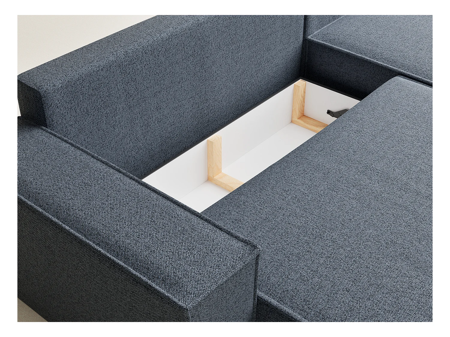 Canapé d'angle convertible Maze im tissu tresse - 5 places - bleu gris