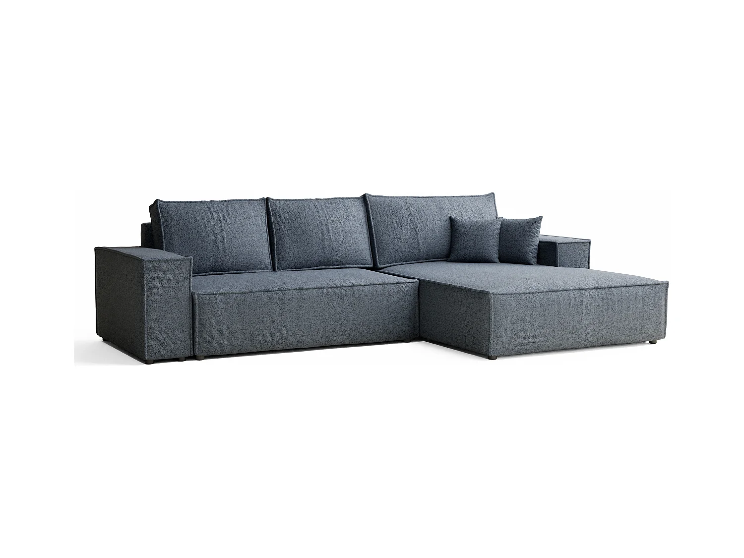 Canapé d'angle convertible Maze im tissu tresse - 5 places - bleu gris