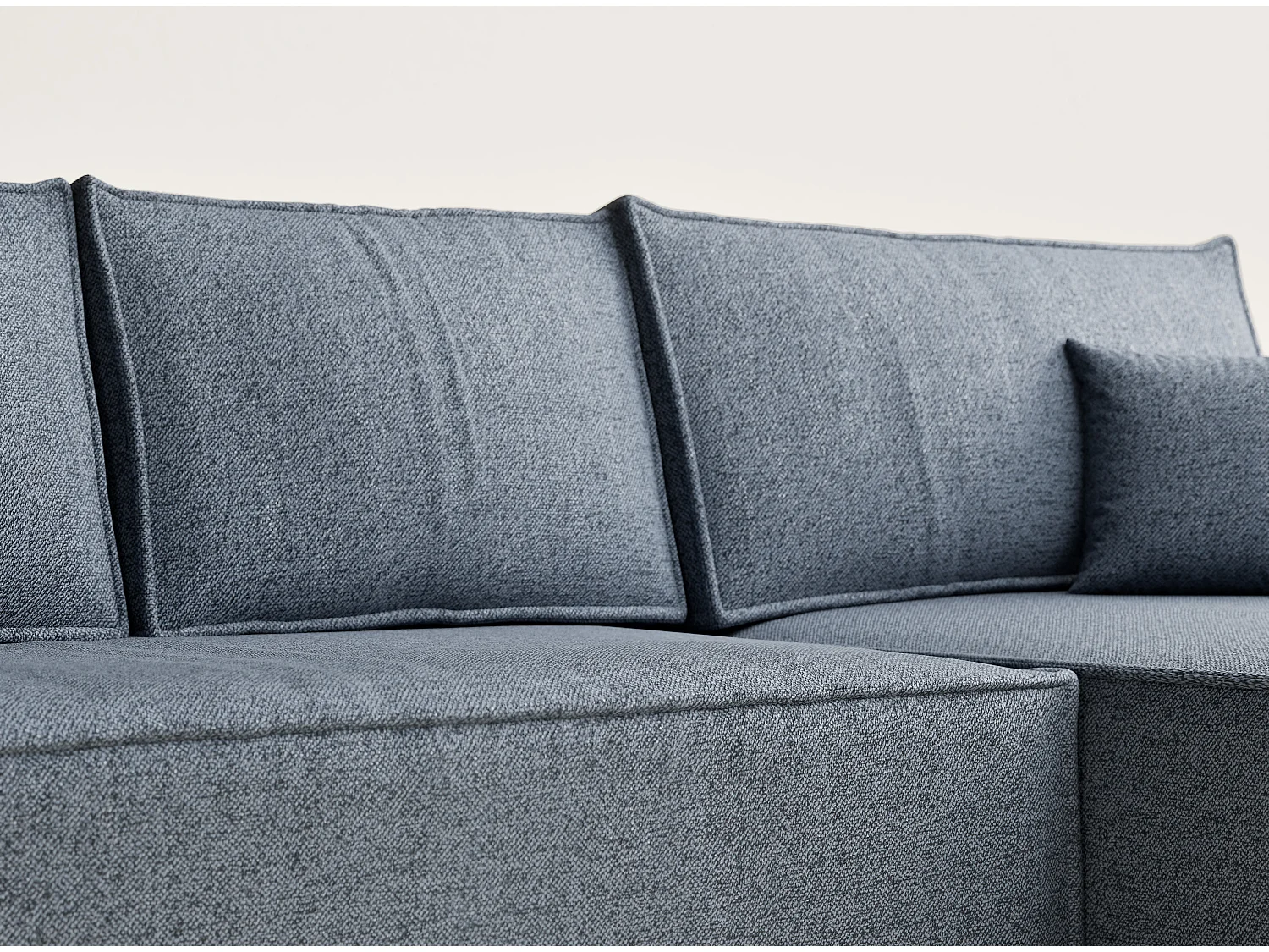 Canapé d'angle convertible Maze im tissu tresse - 5 places - bleu gris