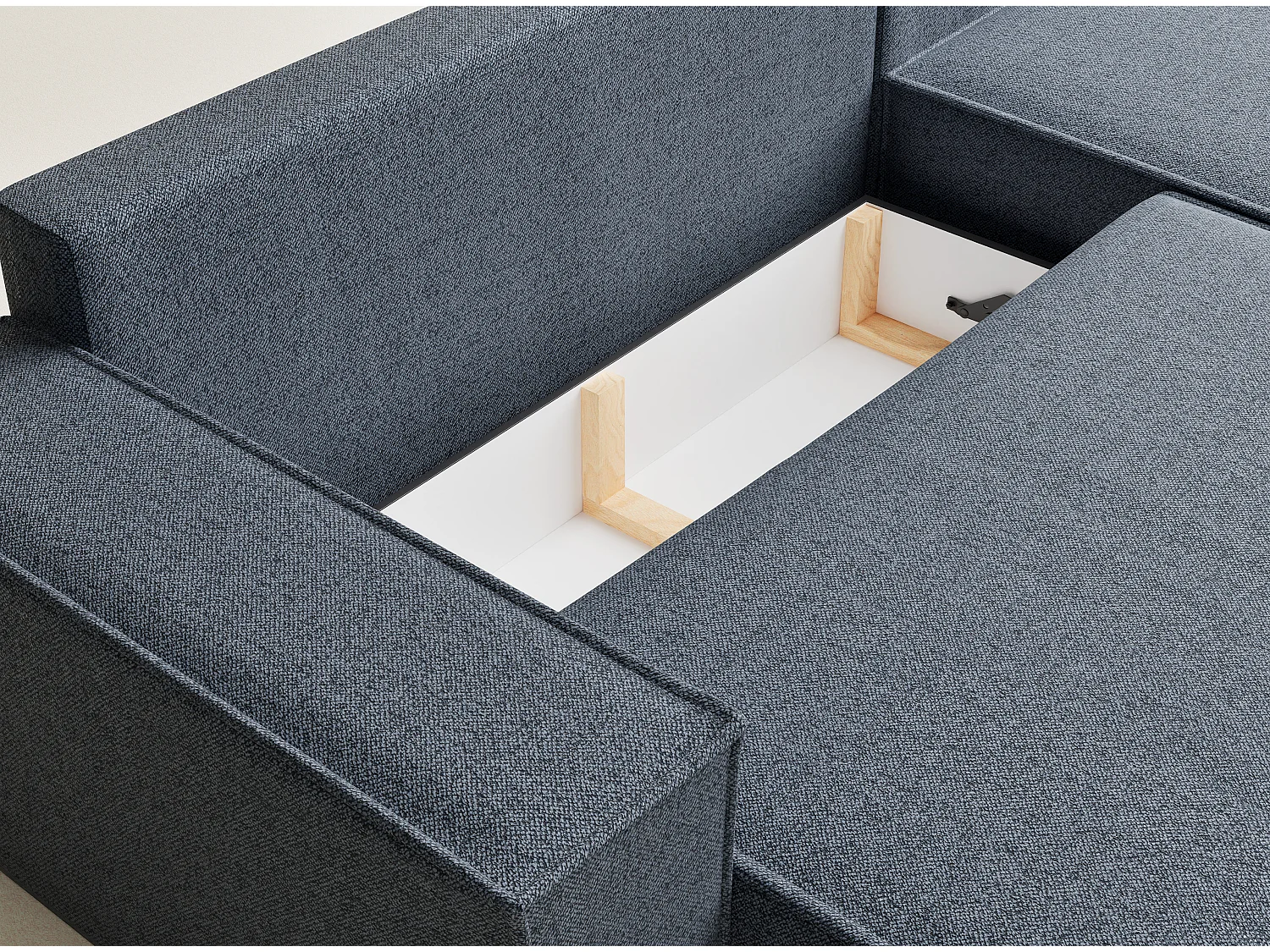 Canapé d'angle convertible Maze im tissu tresse - 5 places - bleu gris