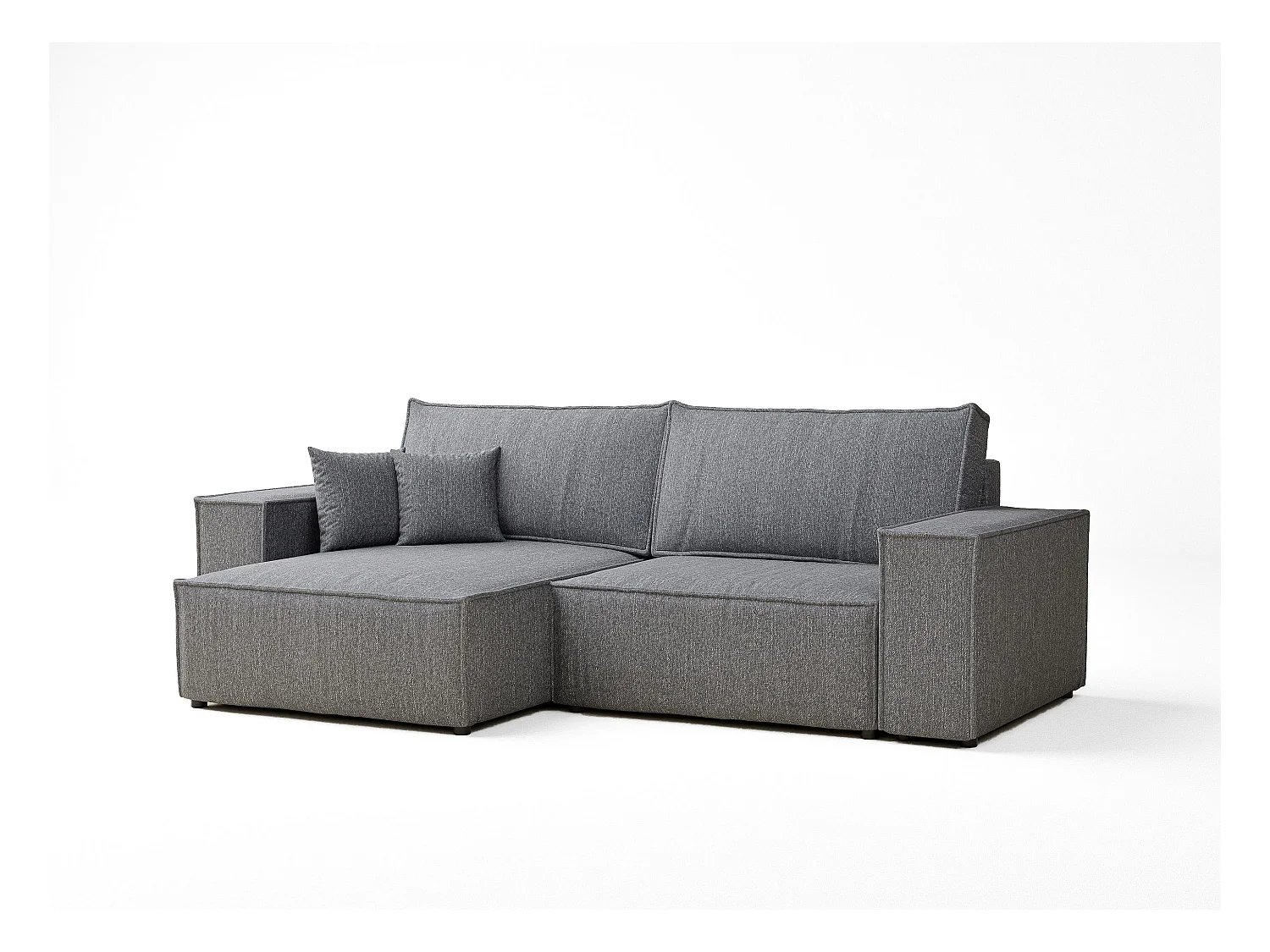 Canapé d'angle convertible Zaya im tissu tresse - 3 places - gris