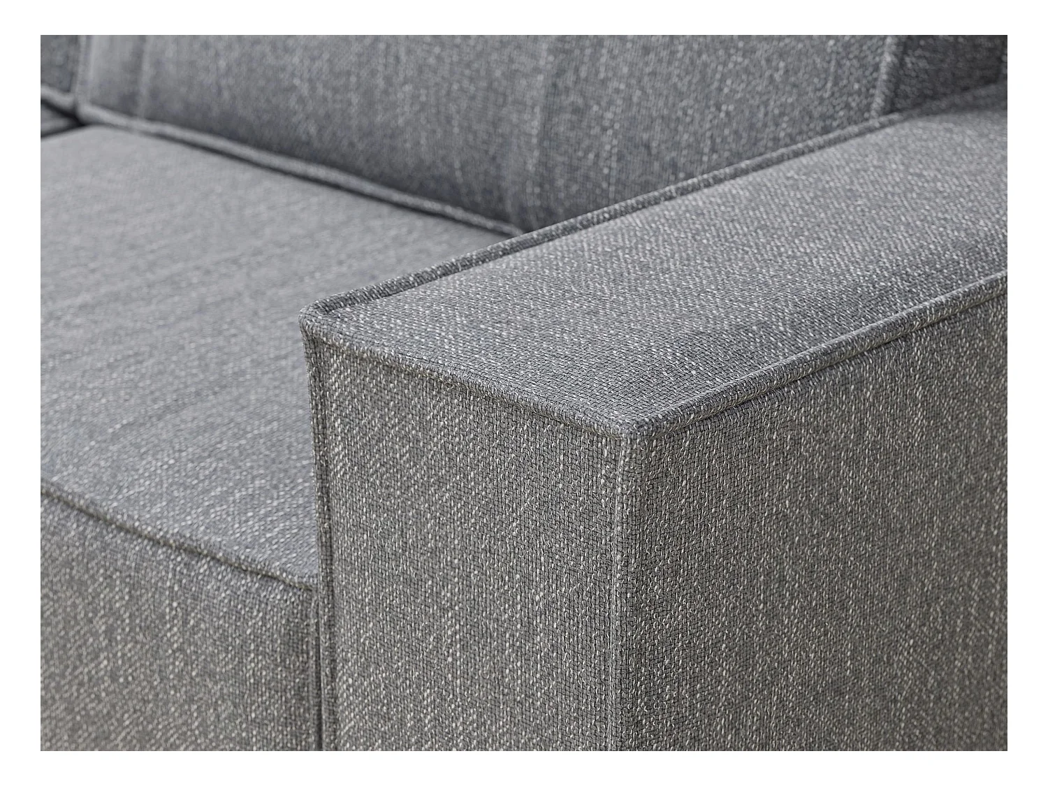 Canapé d'angle convertible Zaya im tissu tresse - 3 places - gris