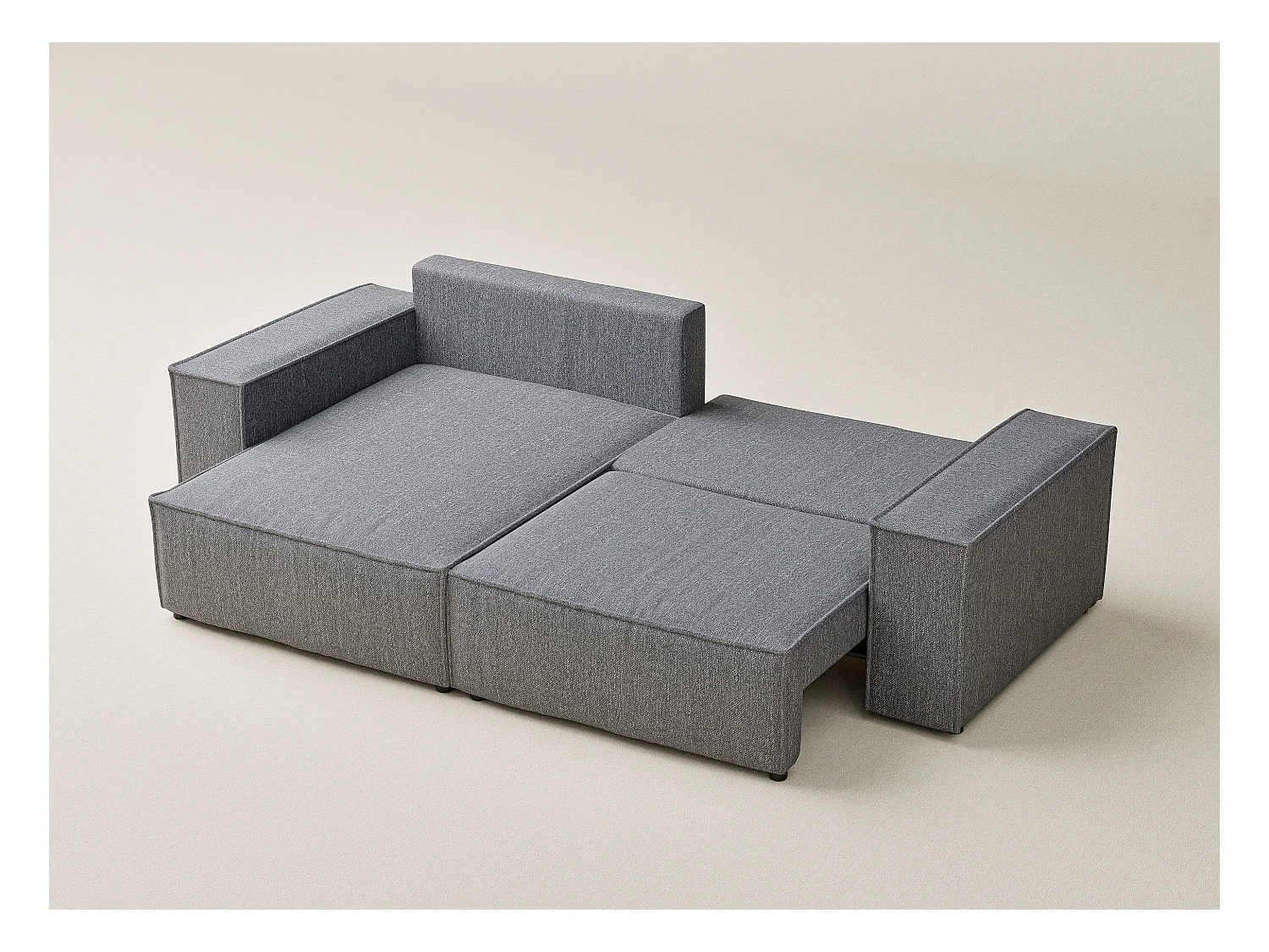 Canapé d'angle convertible Zaya im tissu tresse - 3 places - gris