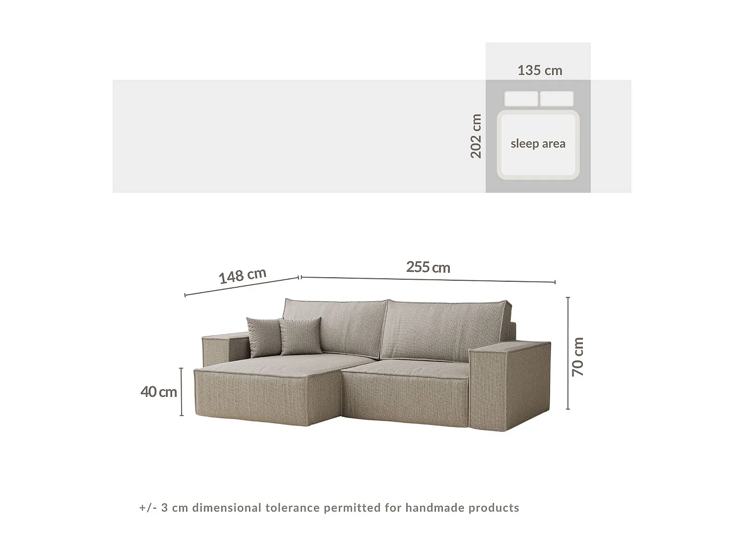 Ecksofa mit Schlaffunktion Zaya aus Webstoff - Drei-Personen - grau