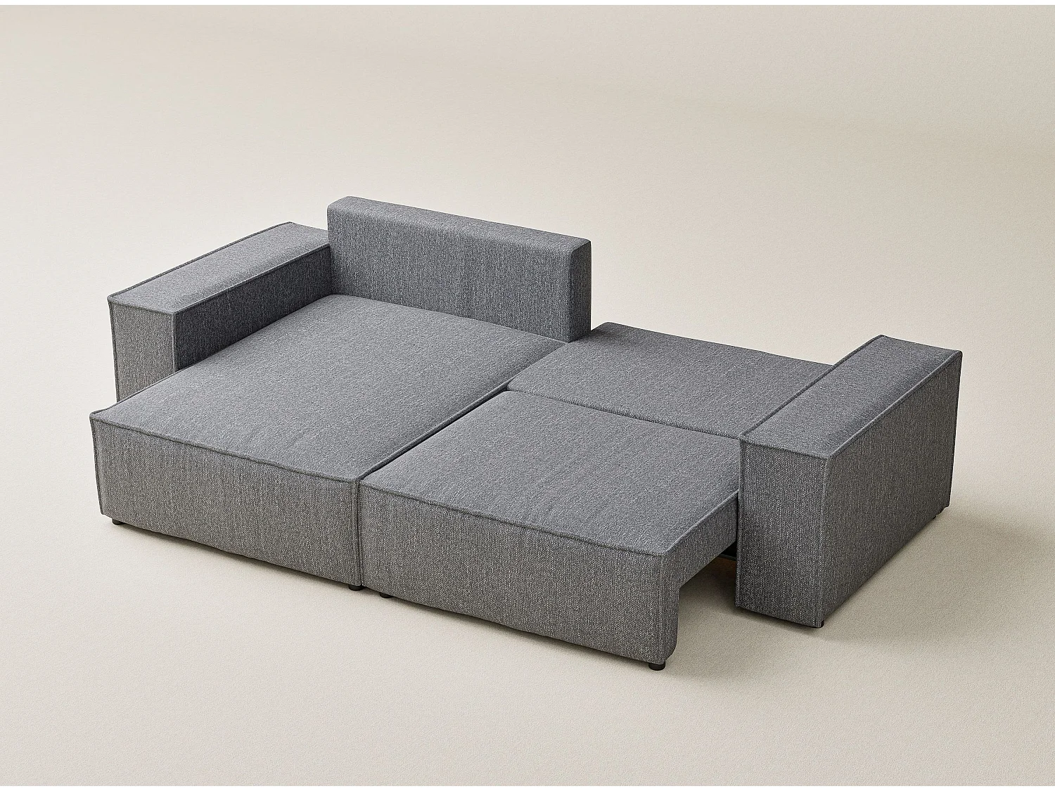 Ecksofa mit Schlaffunktion Zaya aus Webstoff - Drei-Personen - grau