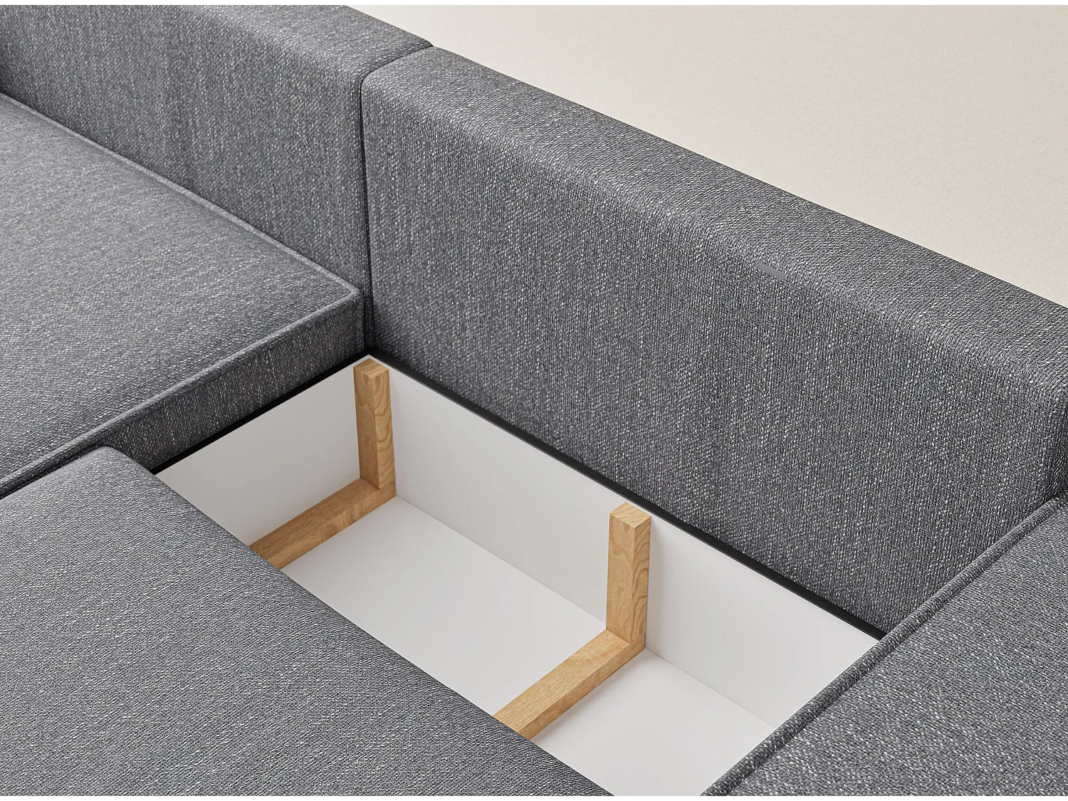 Ecksofa mit Schlaffunktion Zaya aus Webstoff - Drei-Personen - grau