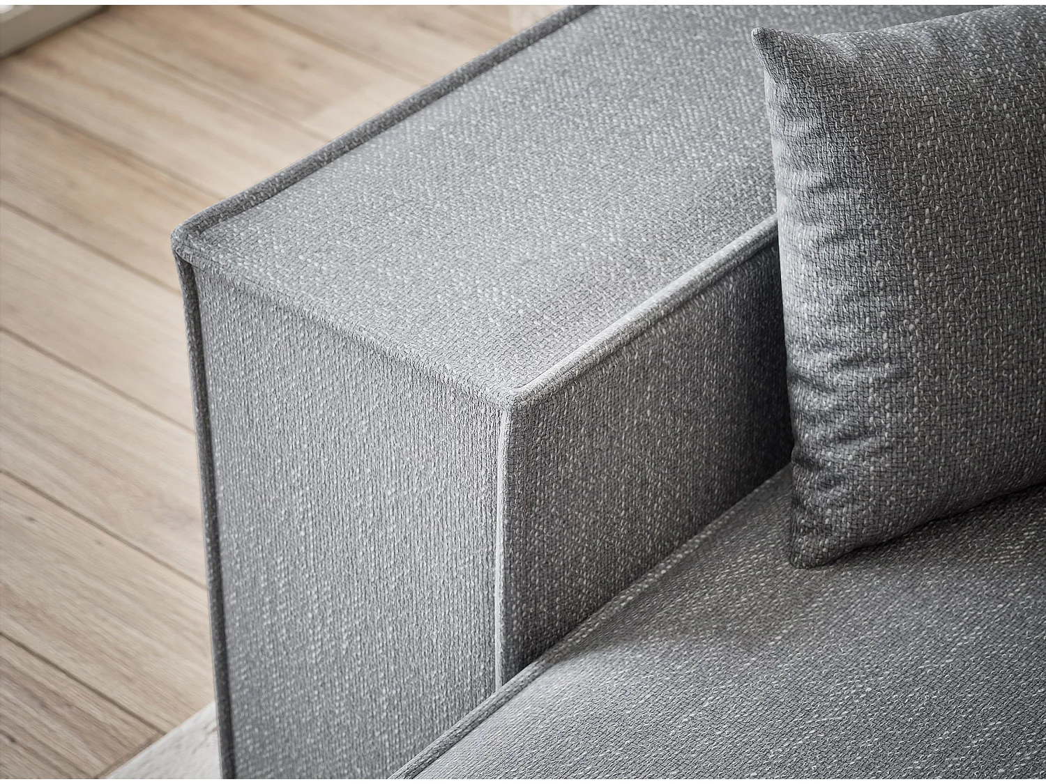 Ecksofa mit Schlaffunktion Zaya aus Webstoff - Drei-Personen - grau