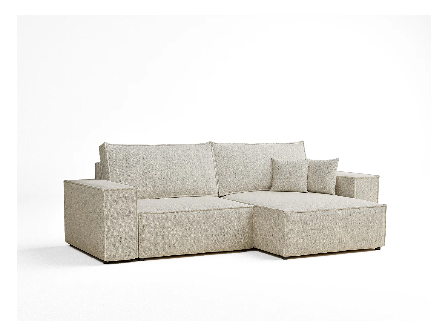 Canapé d'angle convertible Zaya im tissu tresse - 3 places - creme