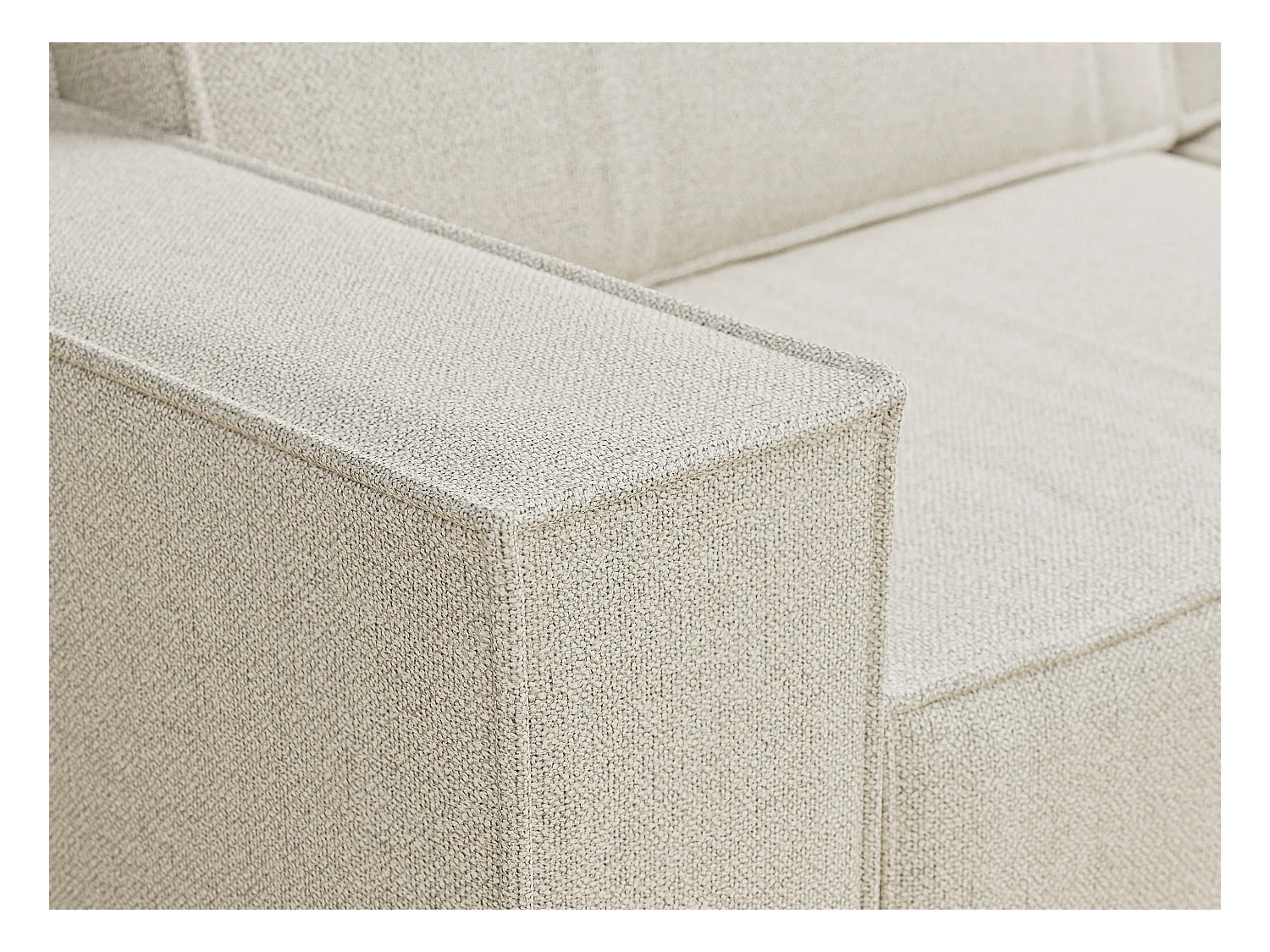 Canapé d'angle convertible Zaya im tissu tresse - 3 places - creme