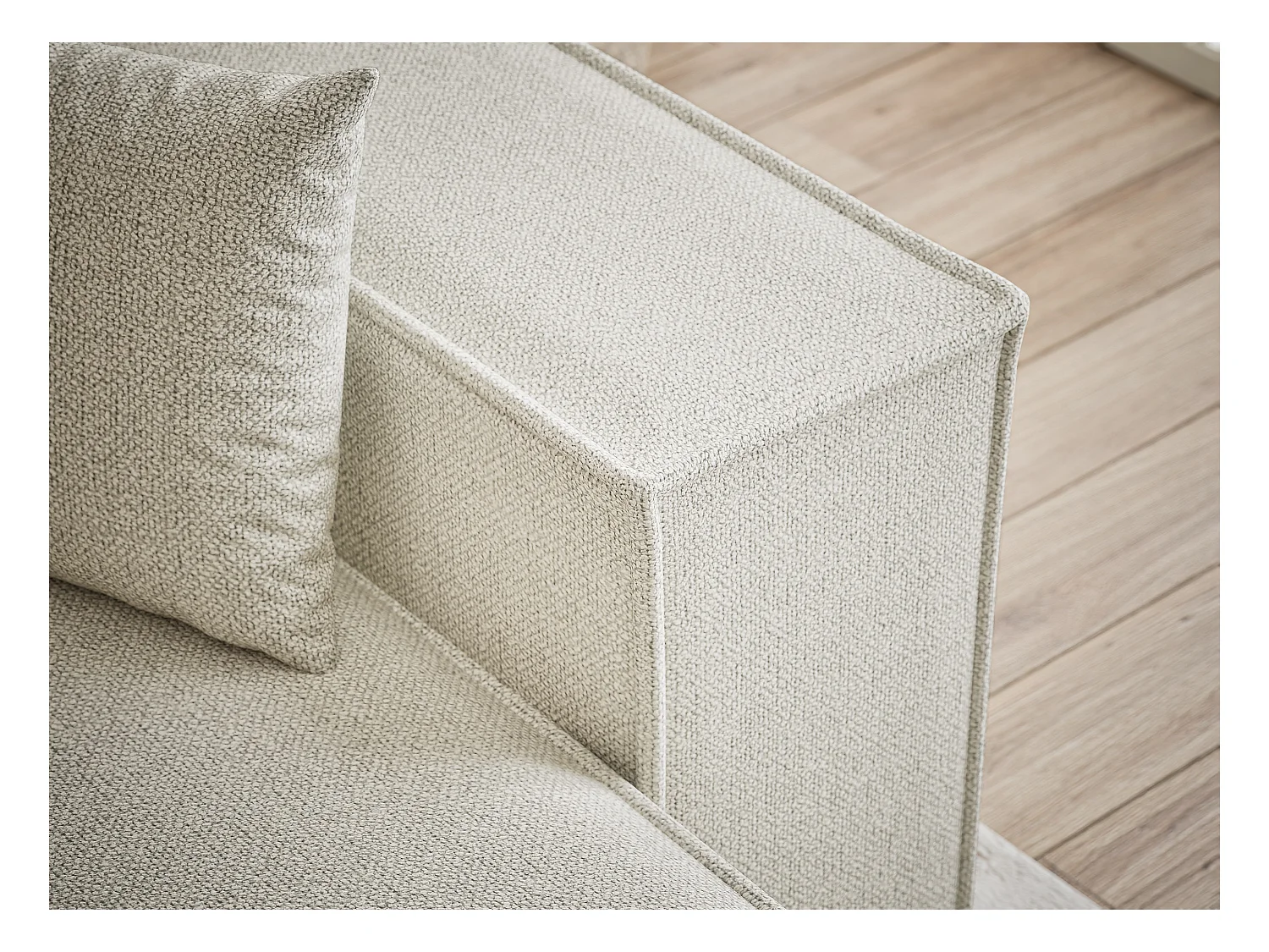 Canapé d'angle convertible Zaya im tissu tresse - 3 places - creme