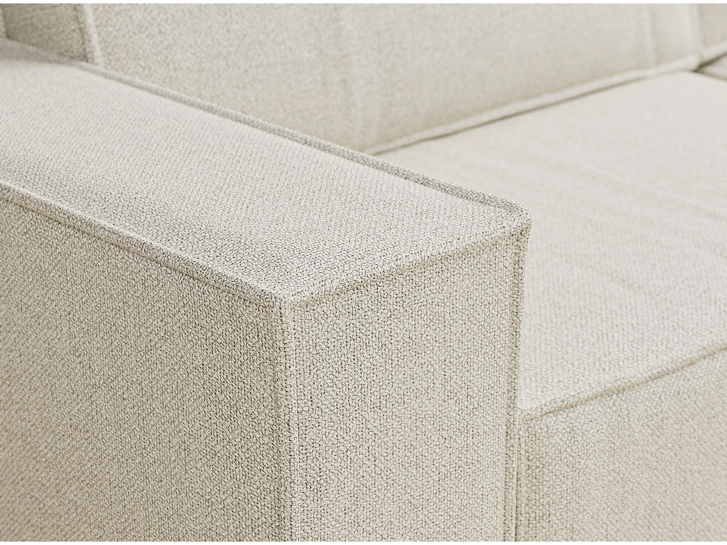 Ecksofa mit Schlaffunktion Zaya aus Webstoff - Drei-Personen - creme