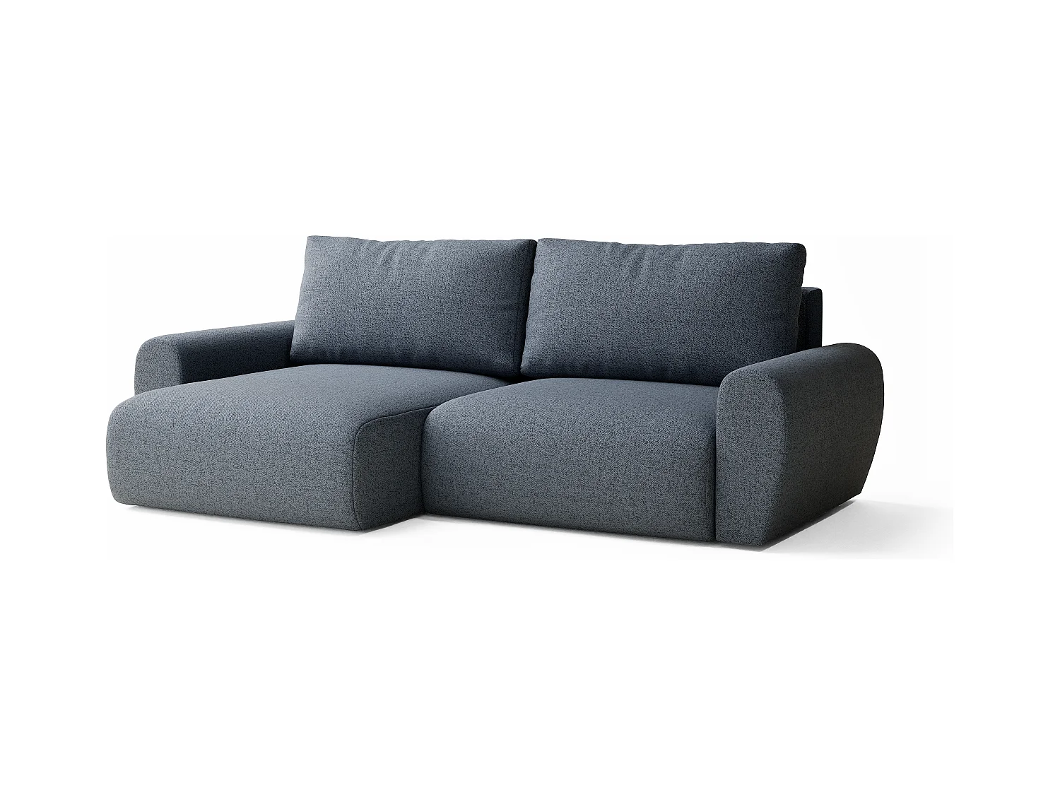 Canapé d'angle convertible Numba im tissu tresse - 3 places - bleu gris