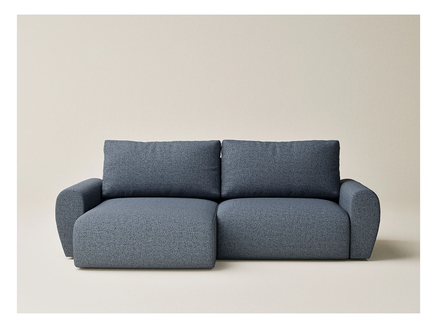 Canapé d'angle convertible Numba im tissu tresse - 3 places - bleu gris