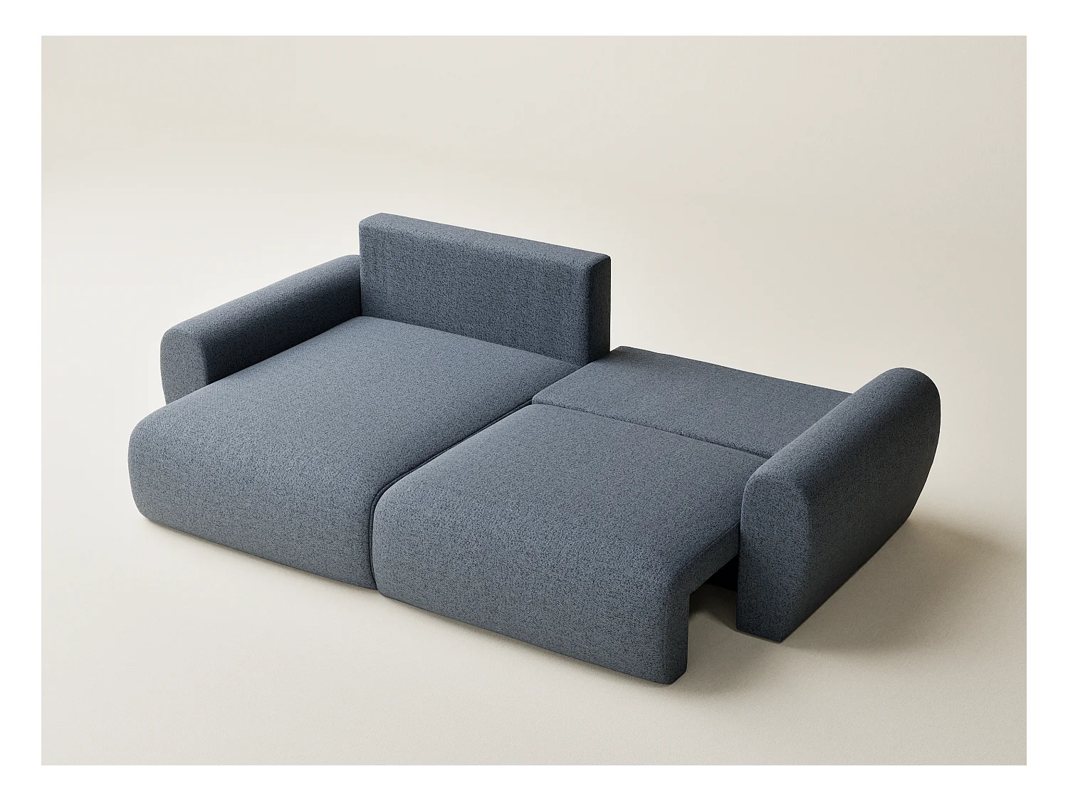 Canapé d'angle convertible Numba im tissu tresse - 3 places - bleu gris