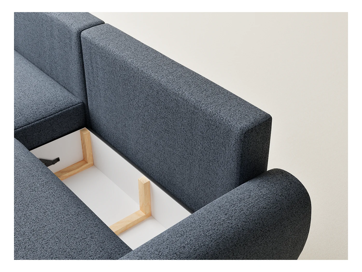 Canapé d'angle convertible Numba im tissu tresse - 3 places - bleu gris