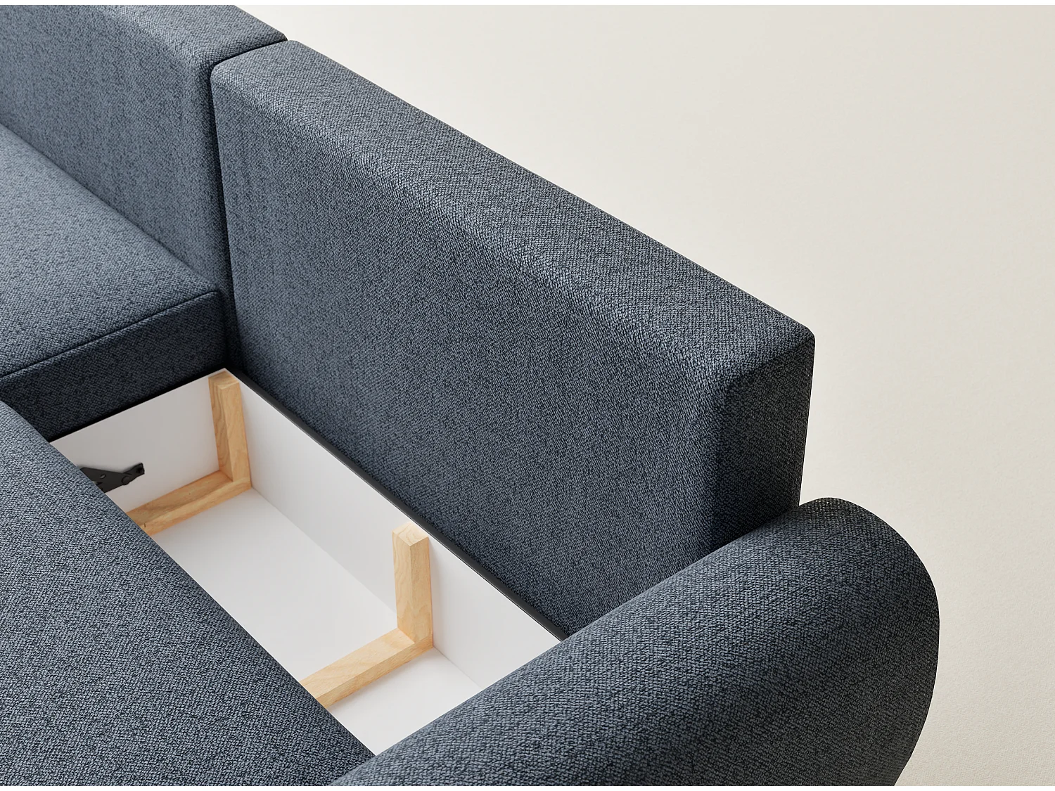 Ecksofa mit Schlaffunktion Numba aus Webstoff - Drei-Personen - brau grau