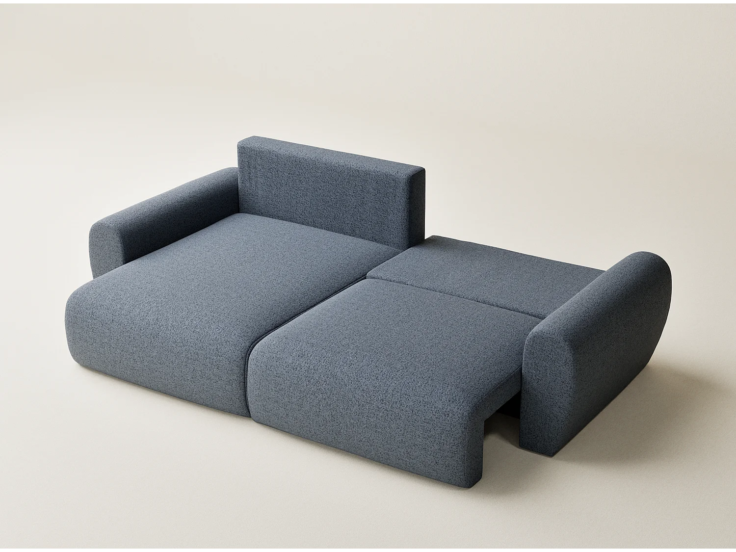 Hoekbank met slaapfunctie Numba in geweven stof - Driepersoons - blauwgrijs