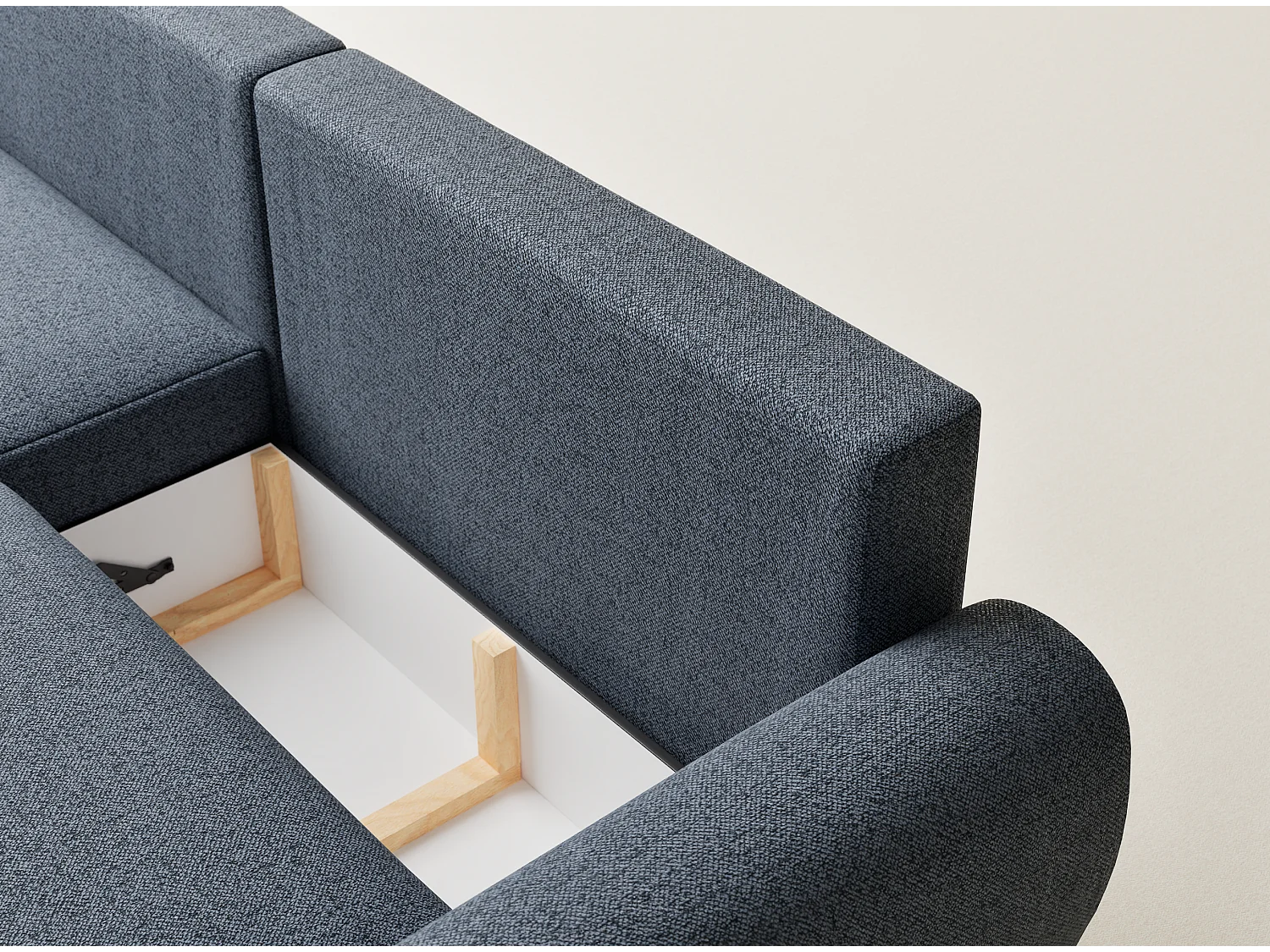 Hoekbank met slaapfunctie Numba in geweven stof - Driepersoons - blauwgrijs