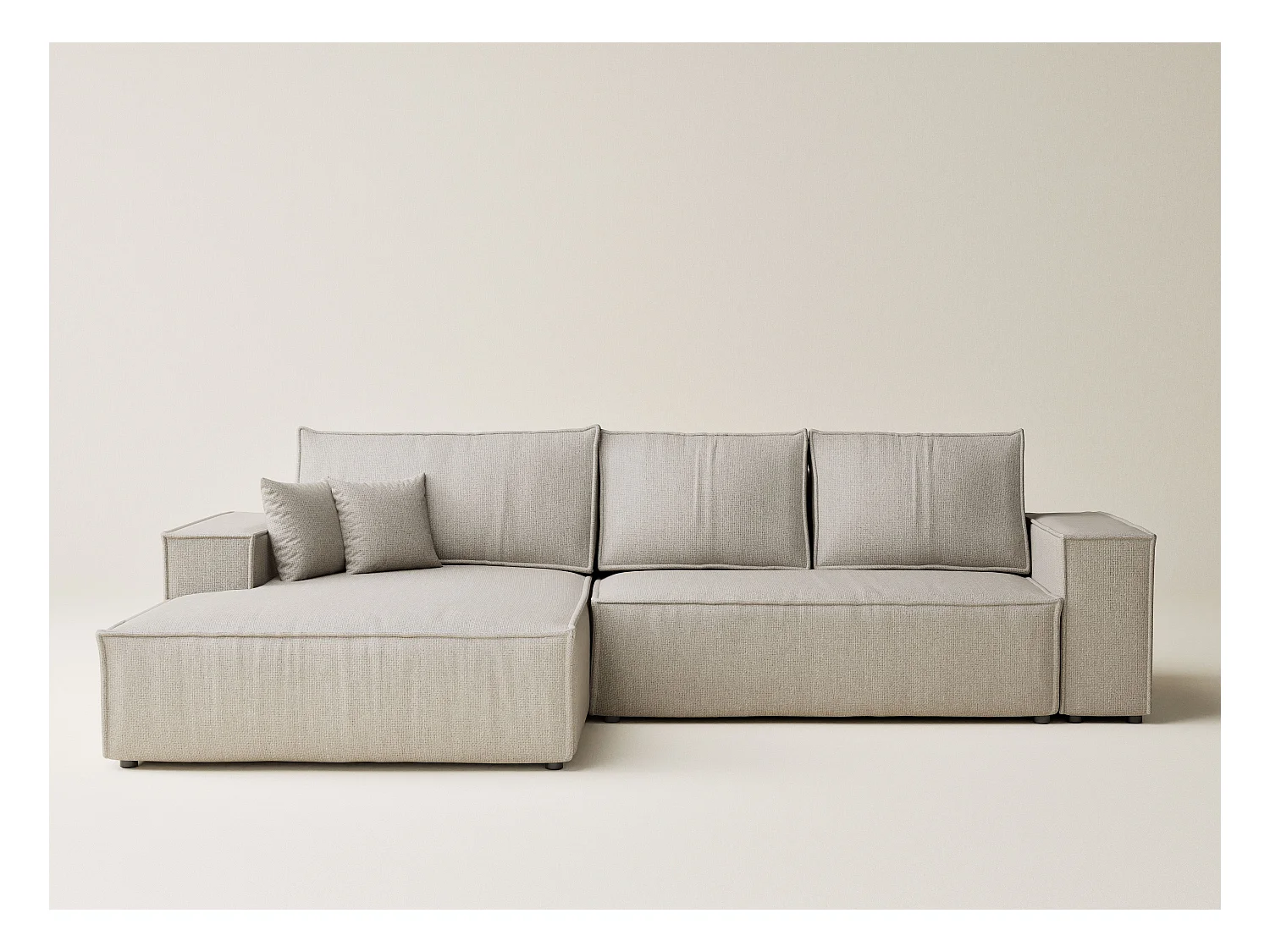 Canapé d'angle convertible Maze im tissu tresse - 5 places - beige