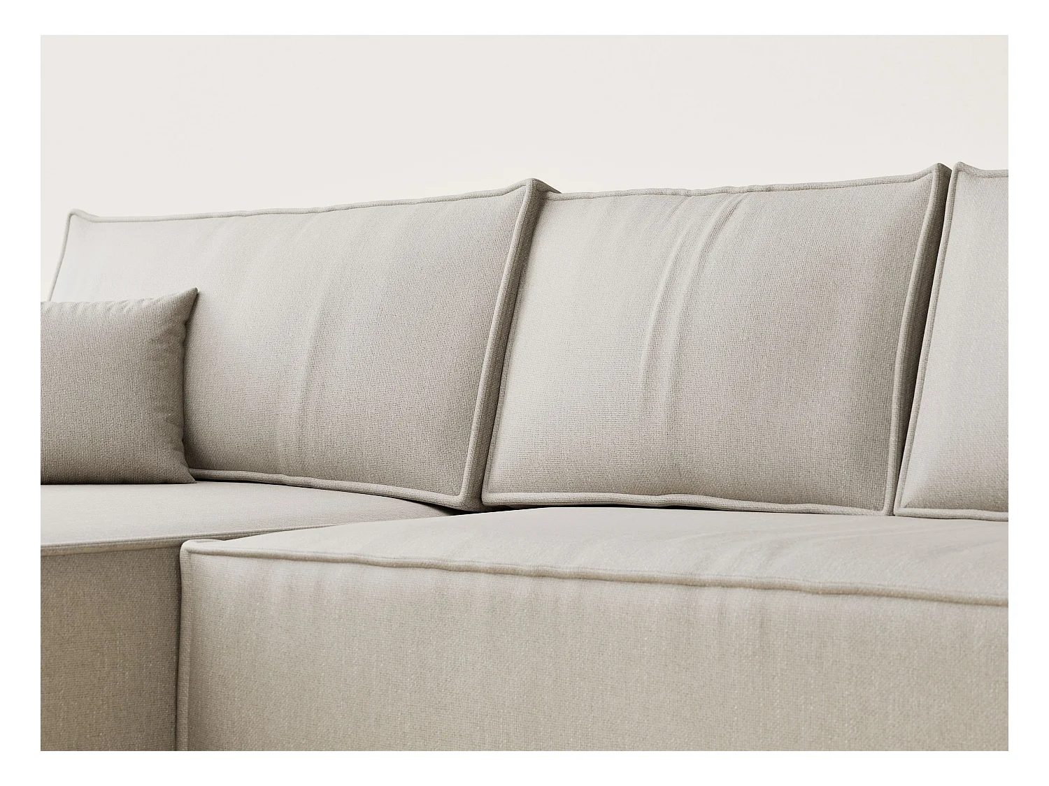 Canapé d'angle convertible Maze im tissu tresse - 5 places - beige