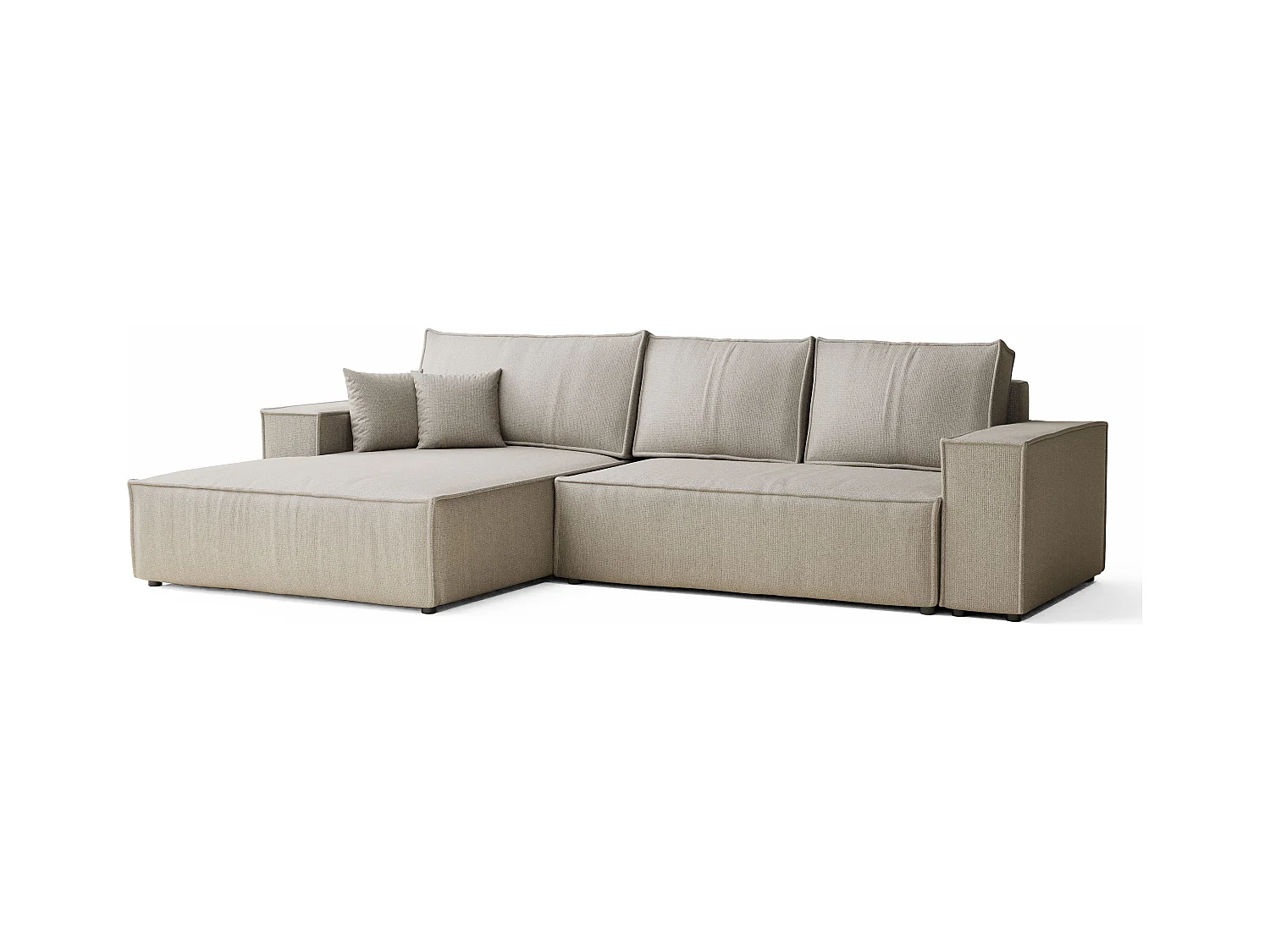 Ecksofa mit Schlaffunktion Maze aus Webstoff - Fünf-Personen - beige