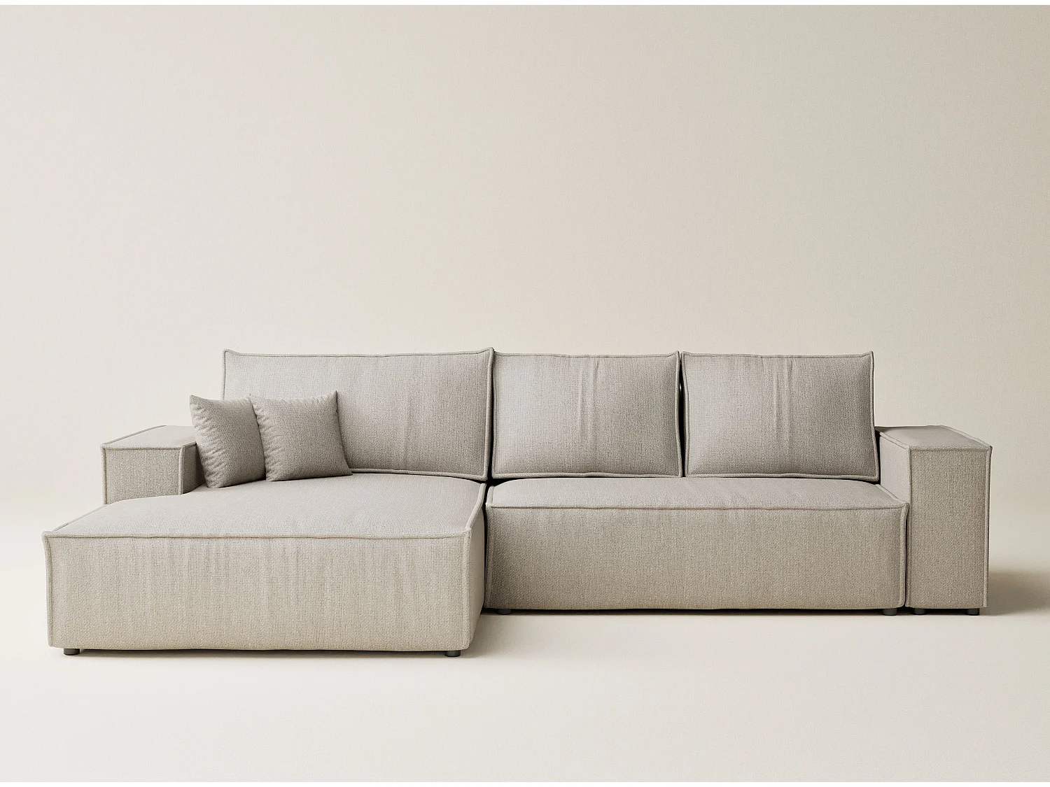 Canapé d'angle convertible Maze im tissu tresse - 5 places - beige