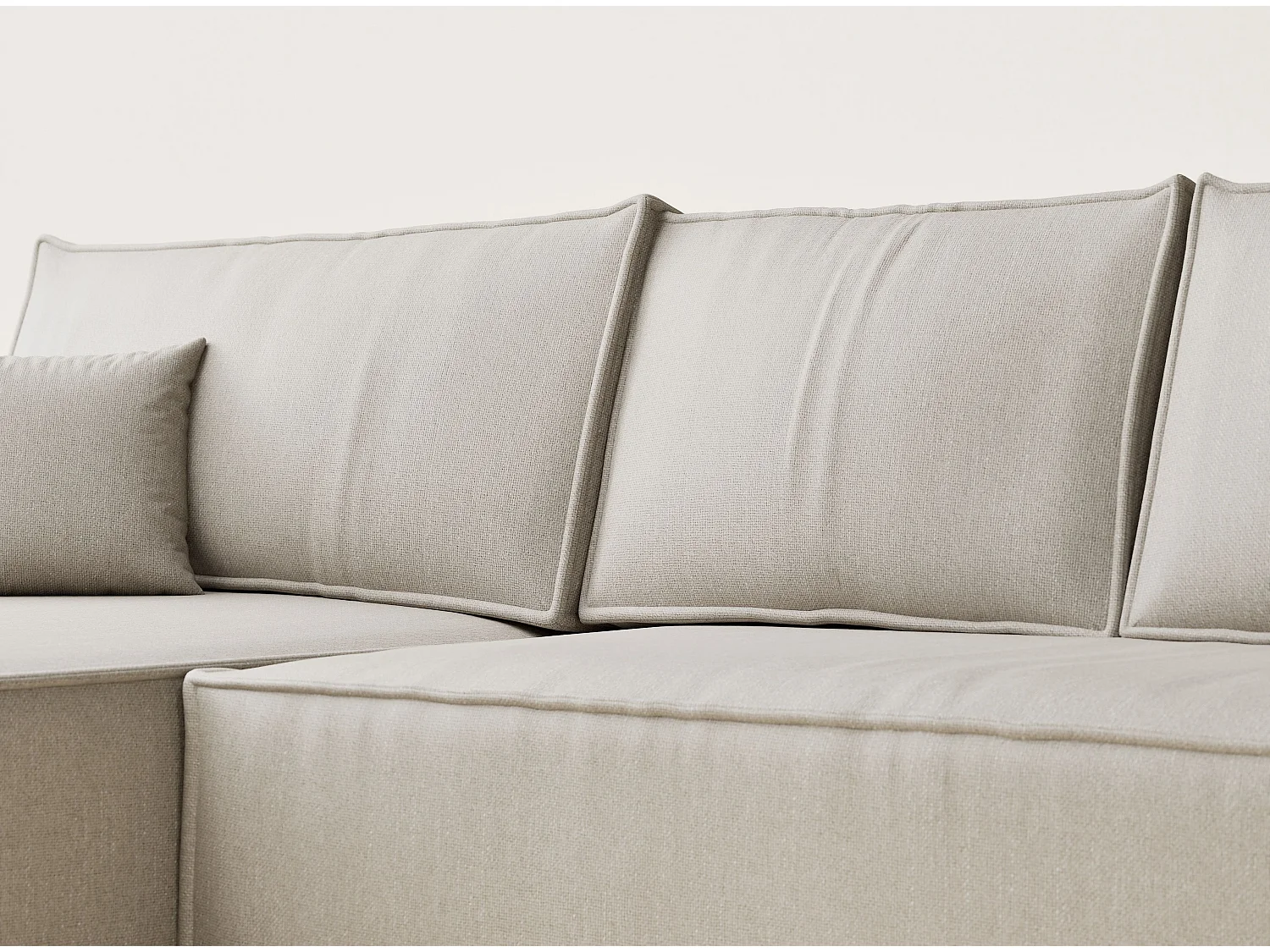 Canapé d'angle convertible Maze im tissu tresse - 5 places - beige