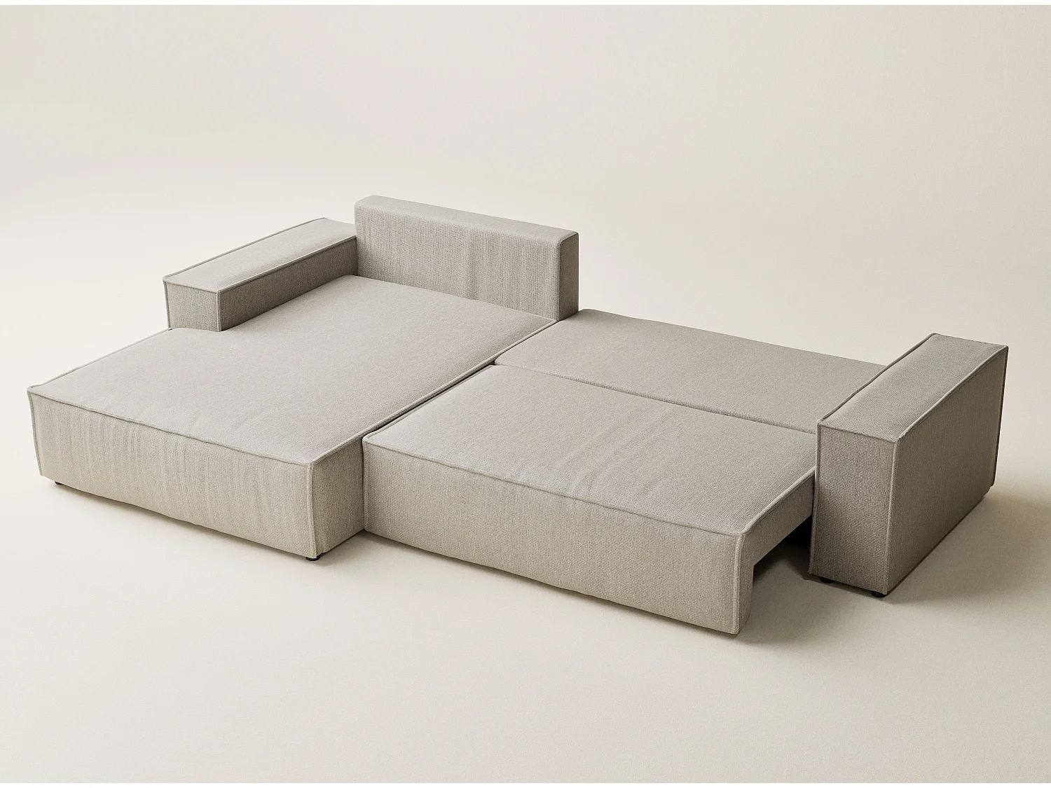 Canapé d'angle convertible Maze im tissu tresse - 5 places - beige