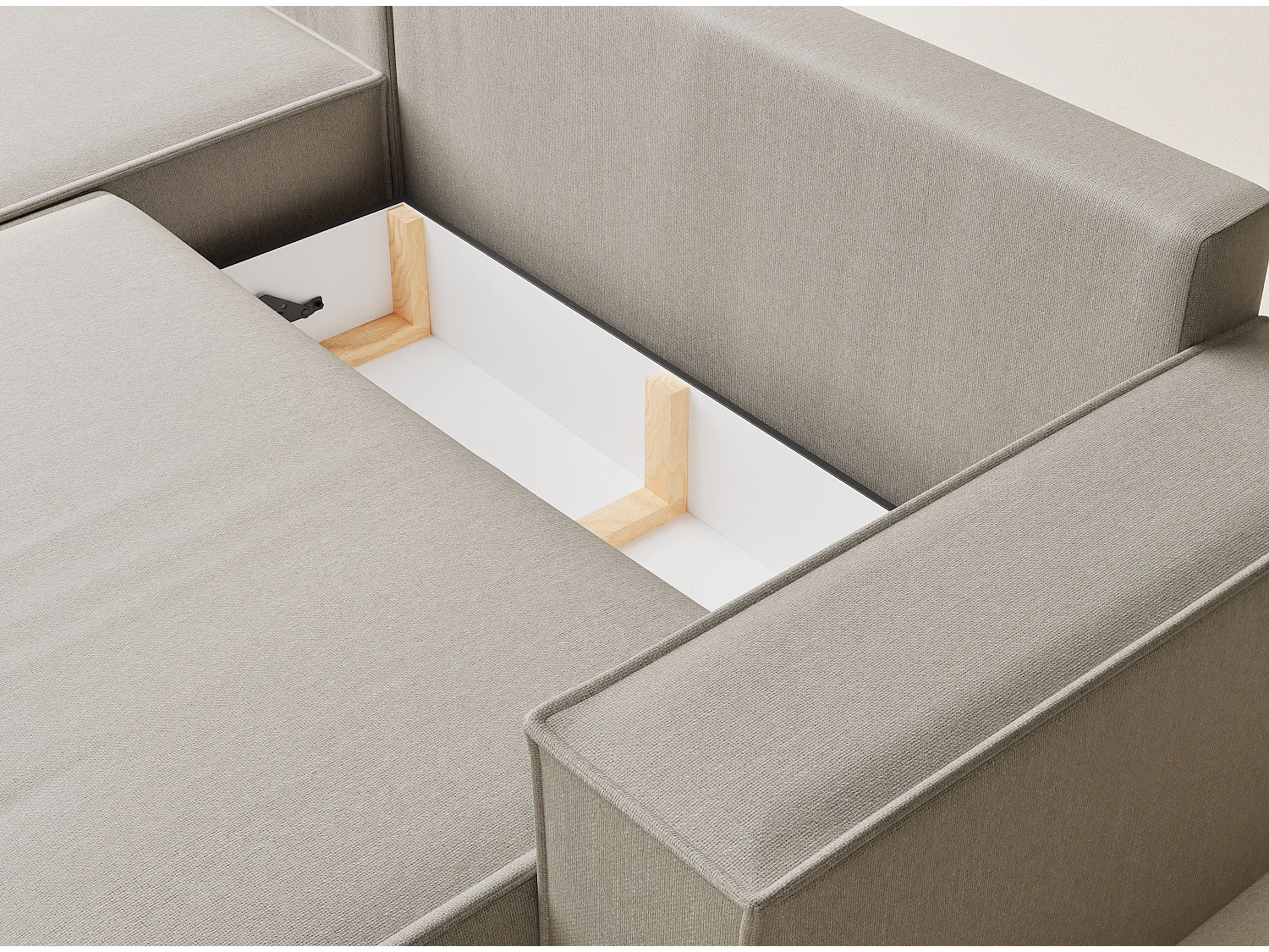 Canapé d'angle convertible Maze im tissu tresse - 5 places - beige