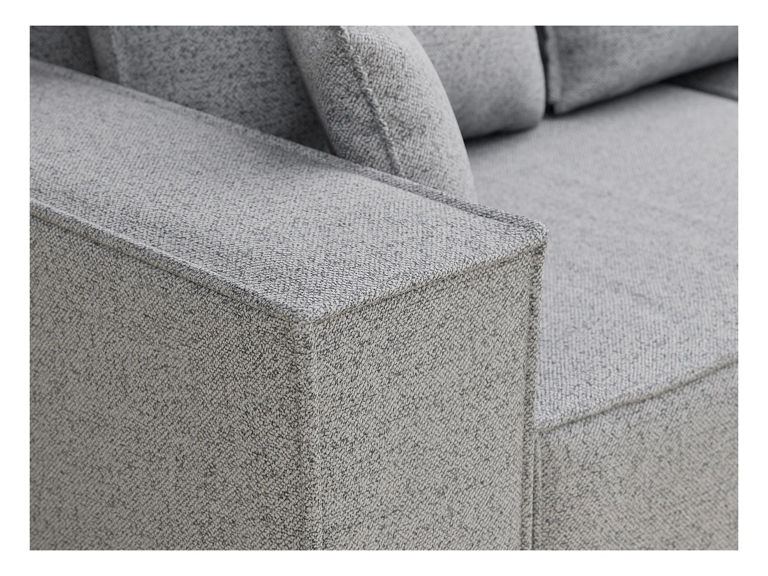 Canapé d'angle convertible Moyo im tissu tresse - 3 places - gris clair